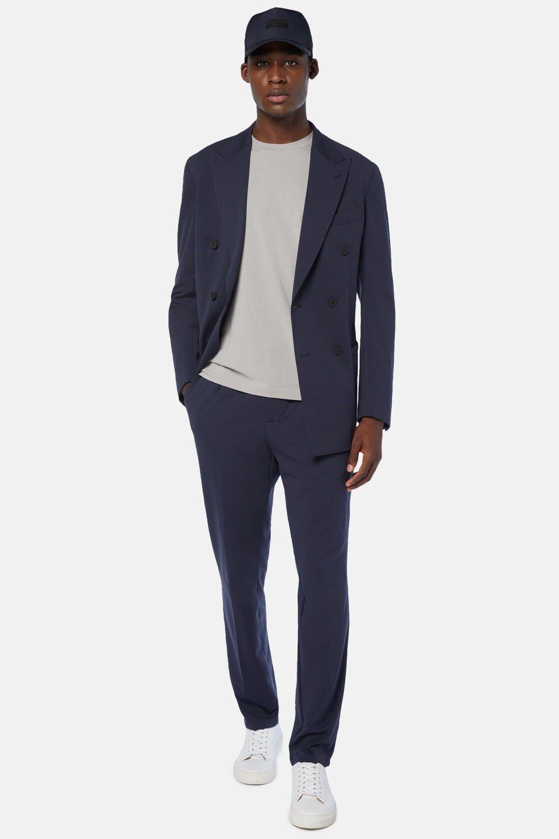 Double-Breasted Jacket In B Tech Nylon Navy, Navy blue, medium
