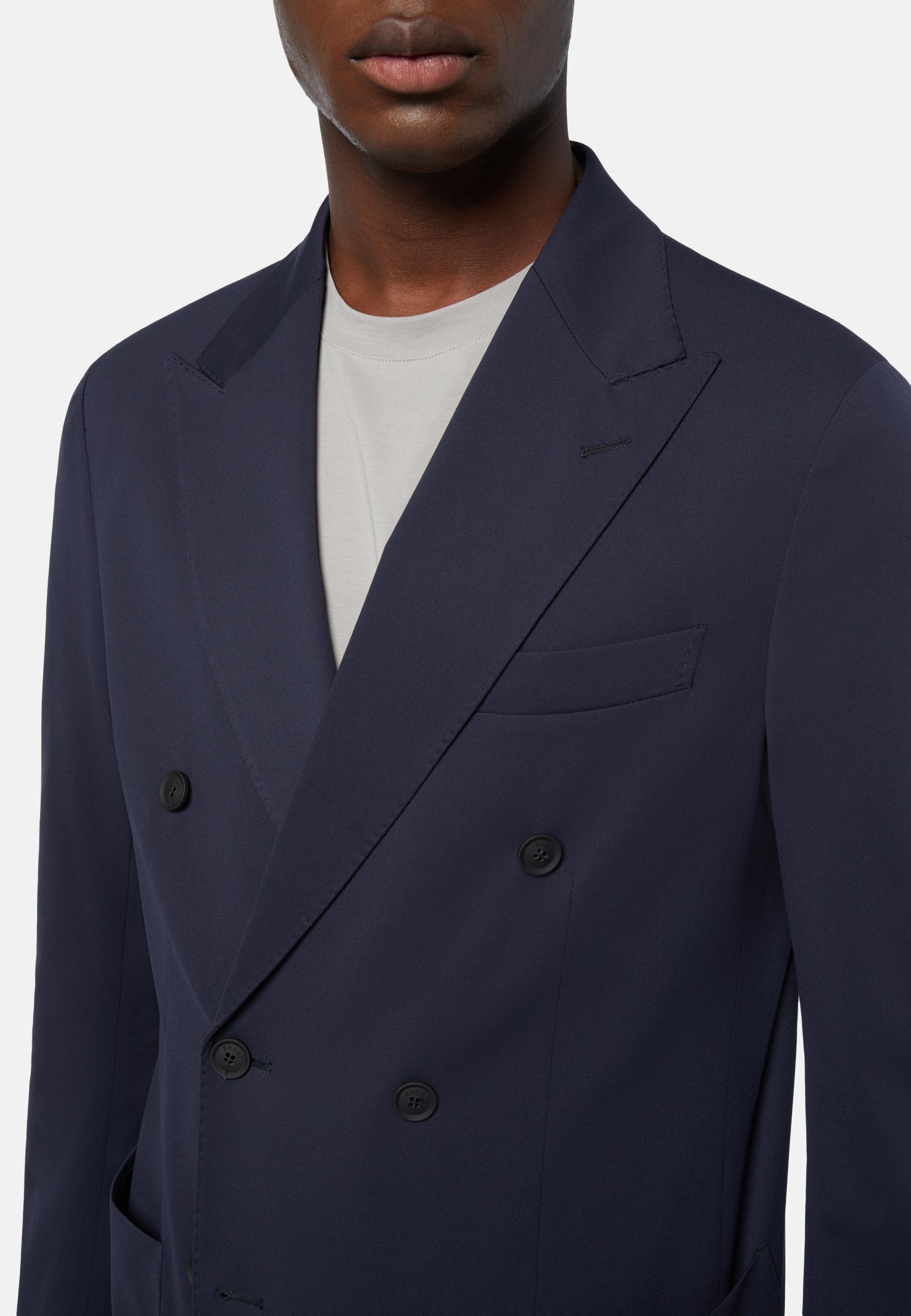 Double-Breasted Jacket In B Tech Nylon Navy, Navy blue, large image number 5