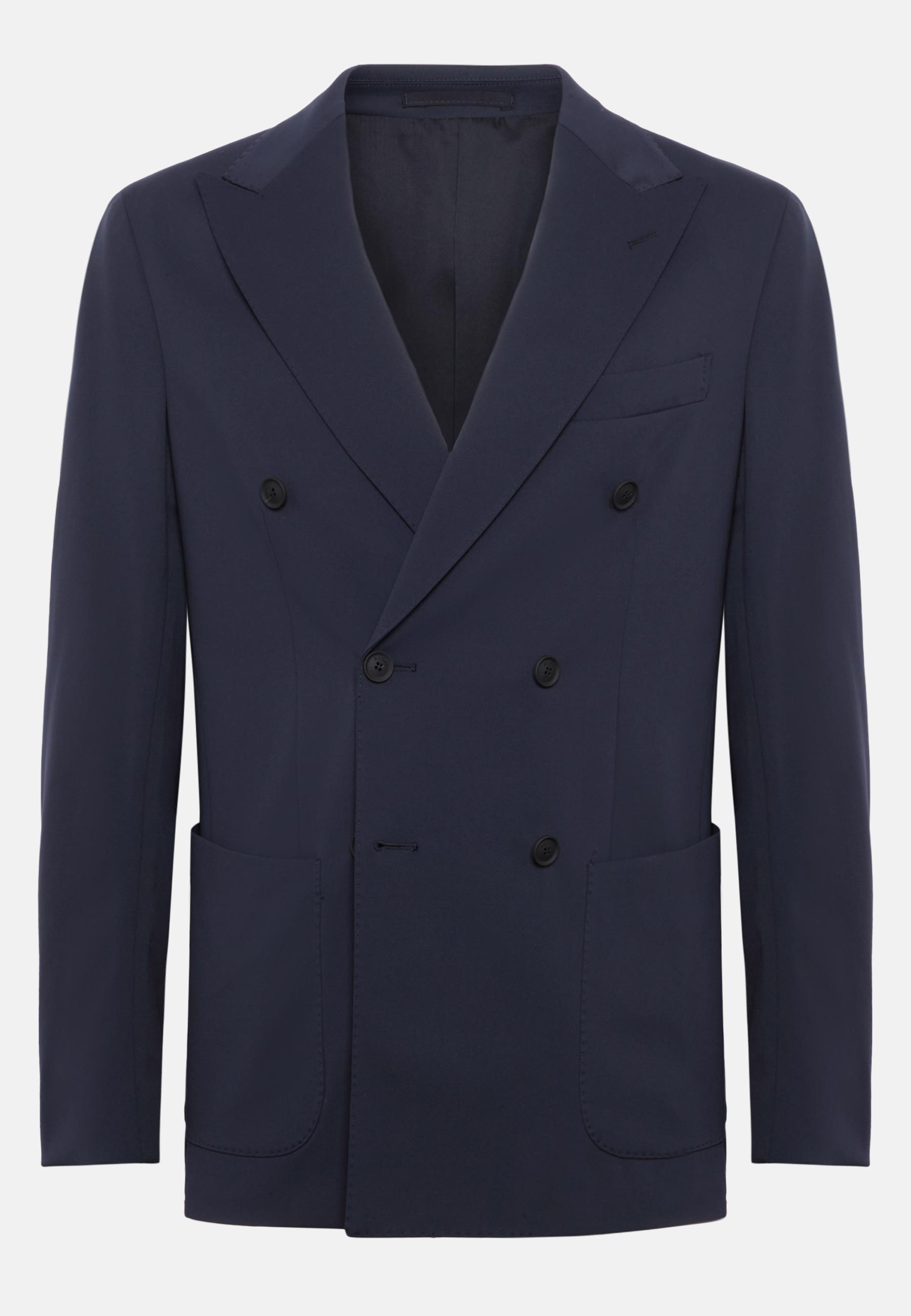 Double-Breasted Jacket In B Tech Nylon Navy, Navy blue, large image number 7