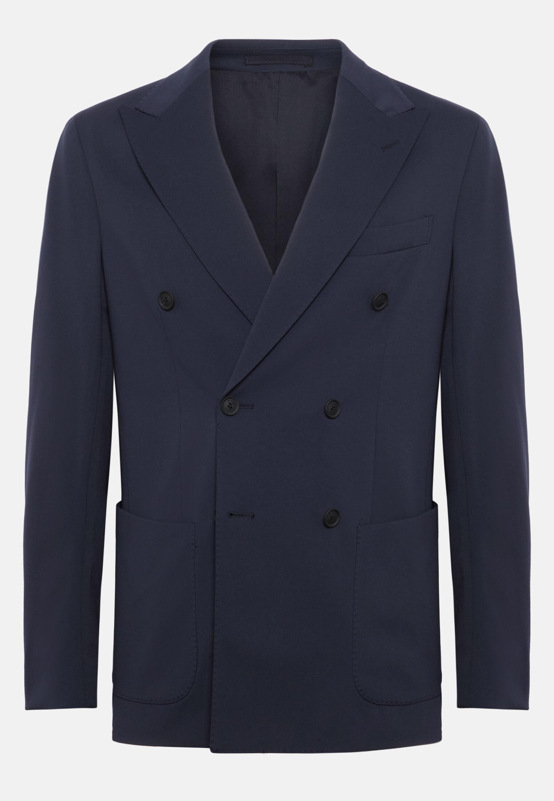Double-Breasted Jacket In B Tech Nylon Navy, Navy blue, large image number 11