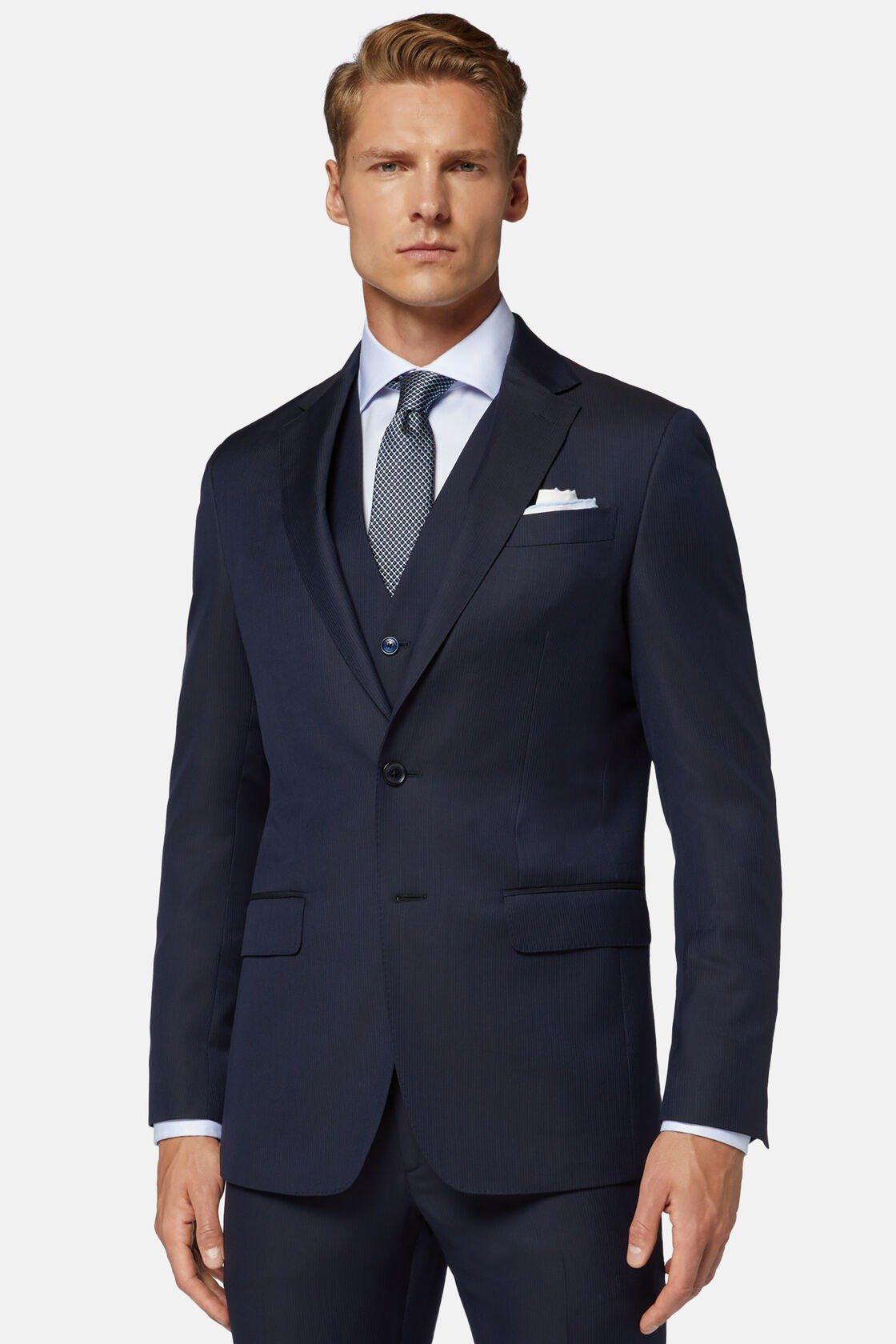 Pinstripe Wool Suit Navy, , large image number 2