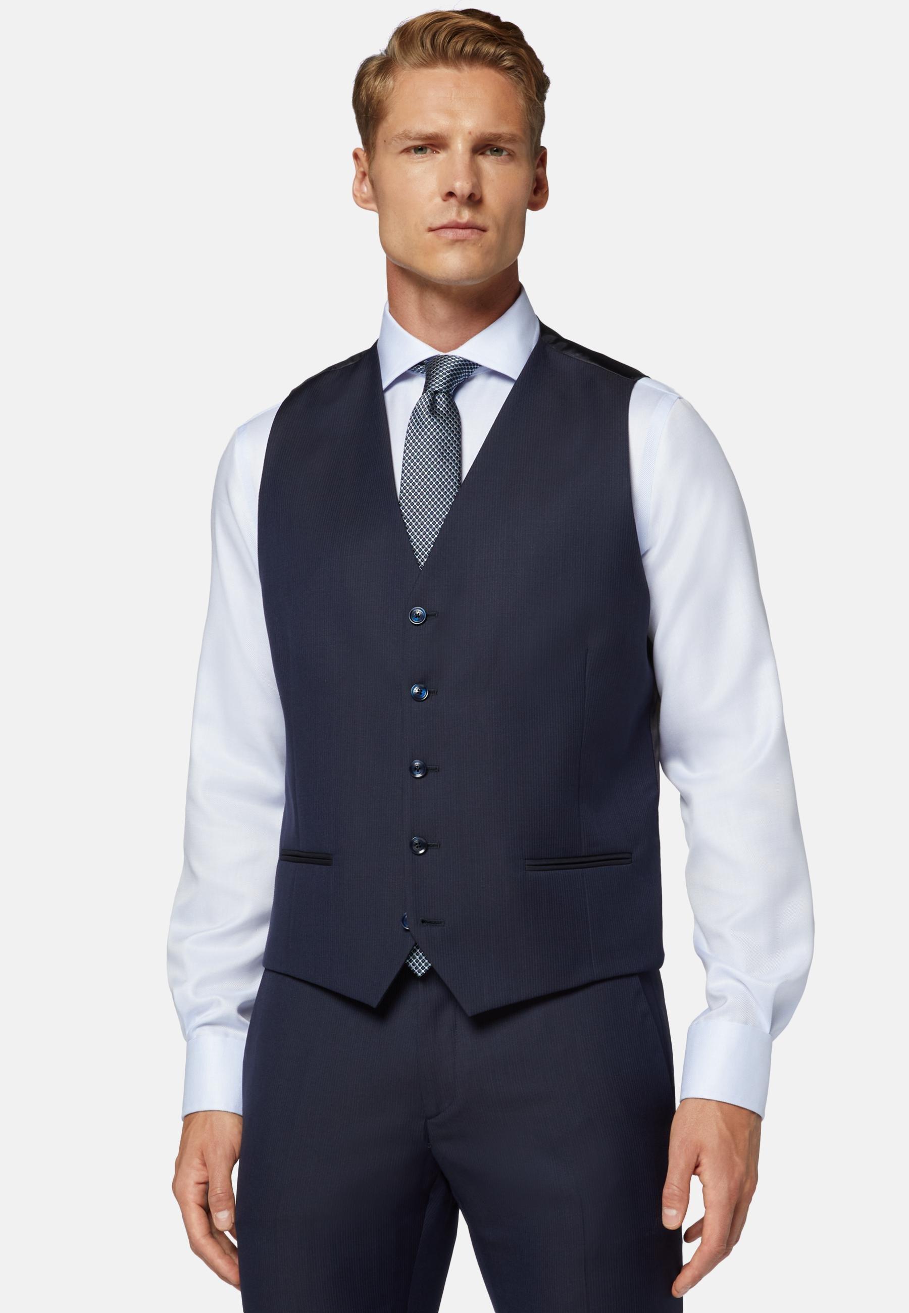 Pinstripe Wool Waistcoat Blue, , large image number 1