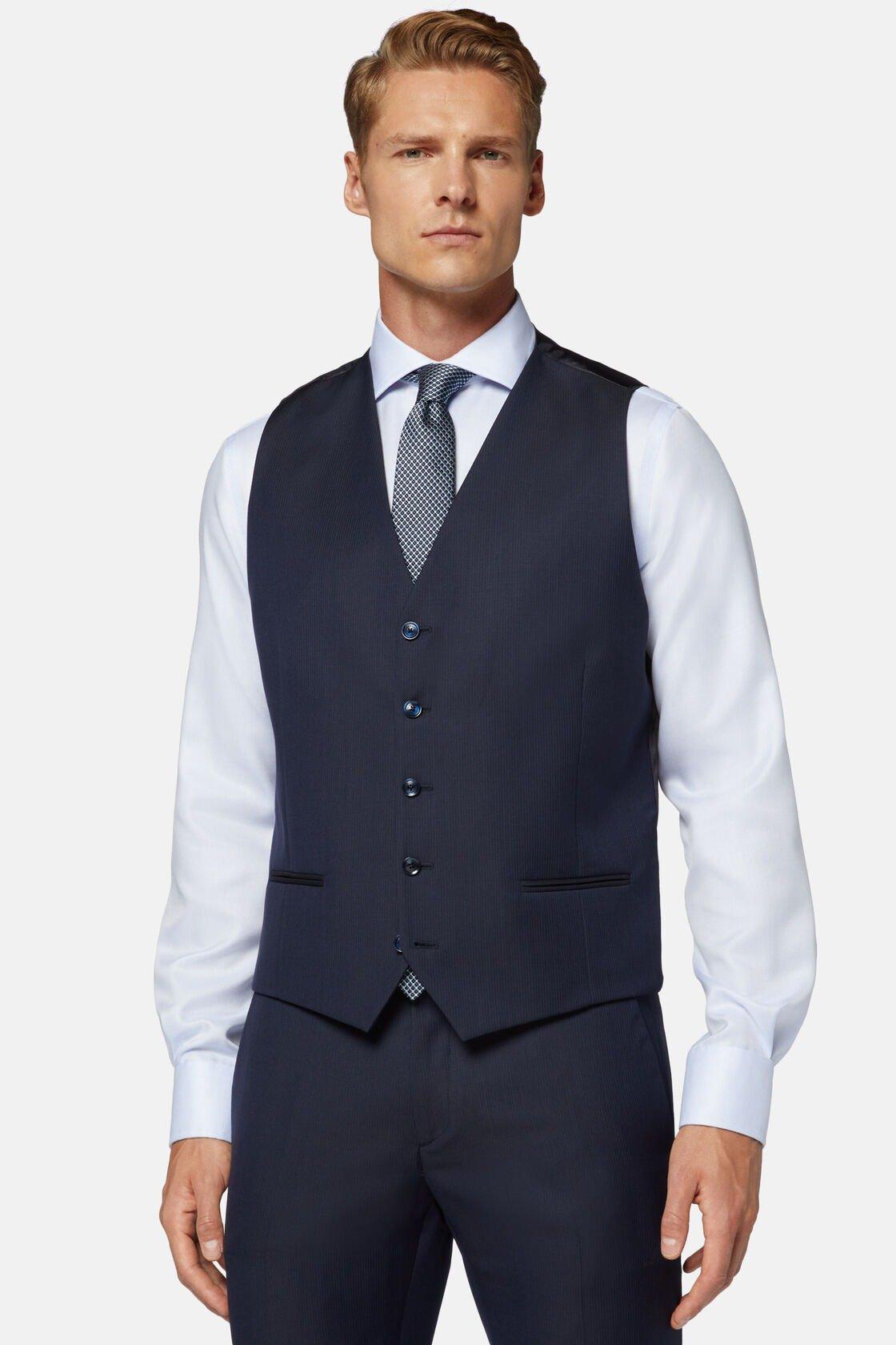 Pinstripe Wool Waistcoat Blue, , large image number 2