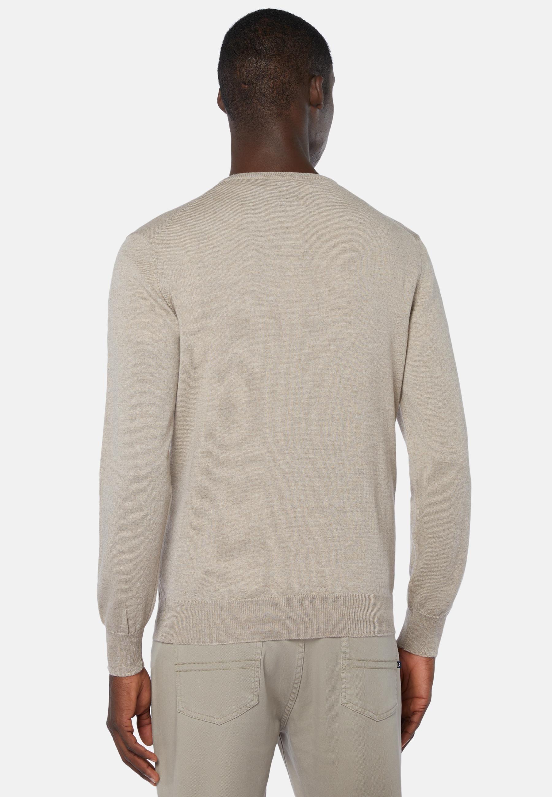 Merino Wool Crew Neck Jumper Beige, , large image number 1