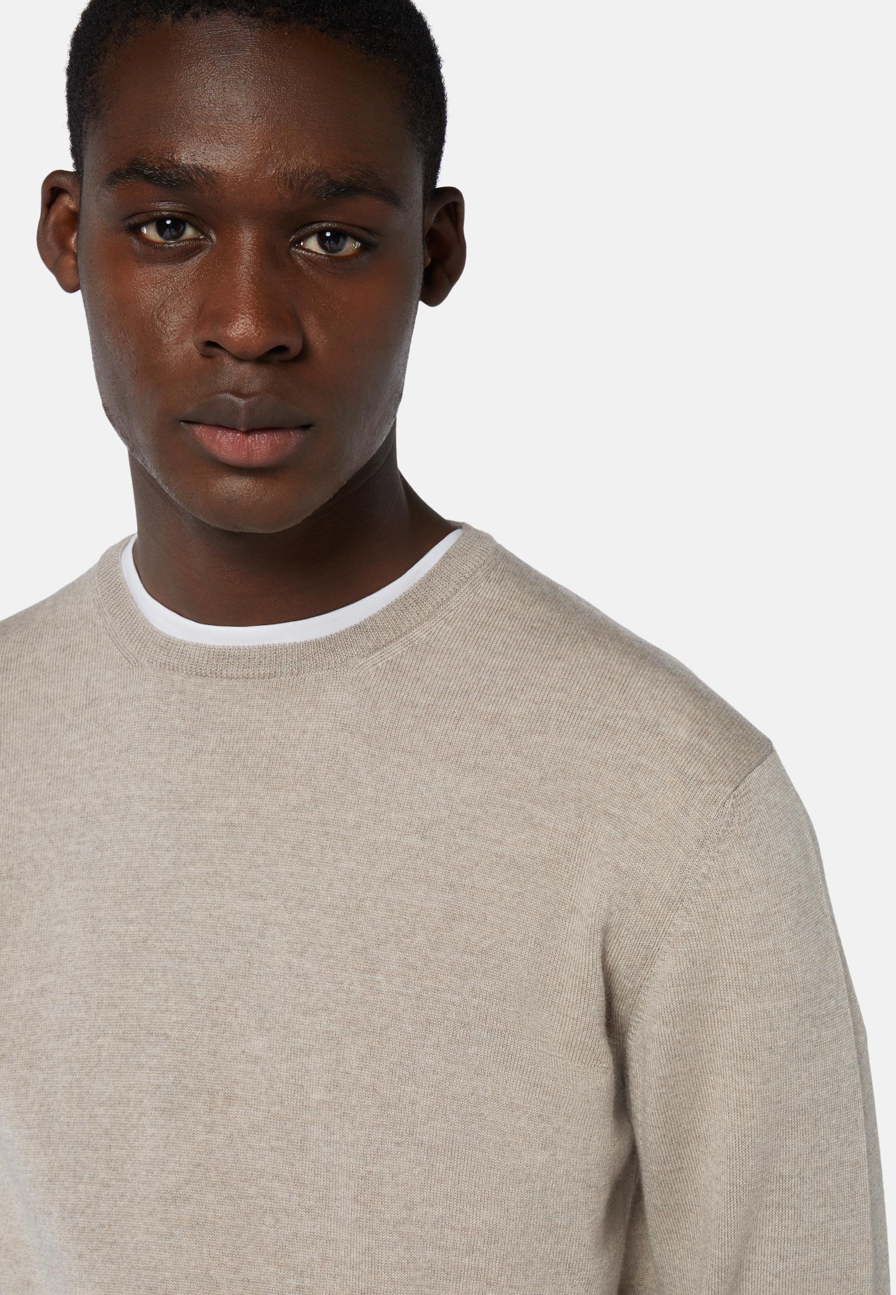 Merino Wool Crew Neck Jumper Beige, , large image number 2