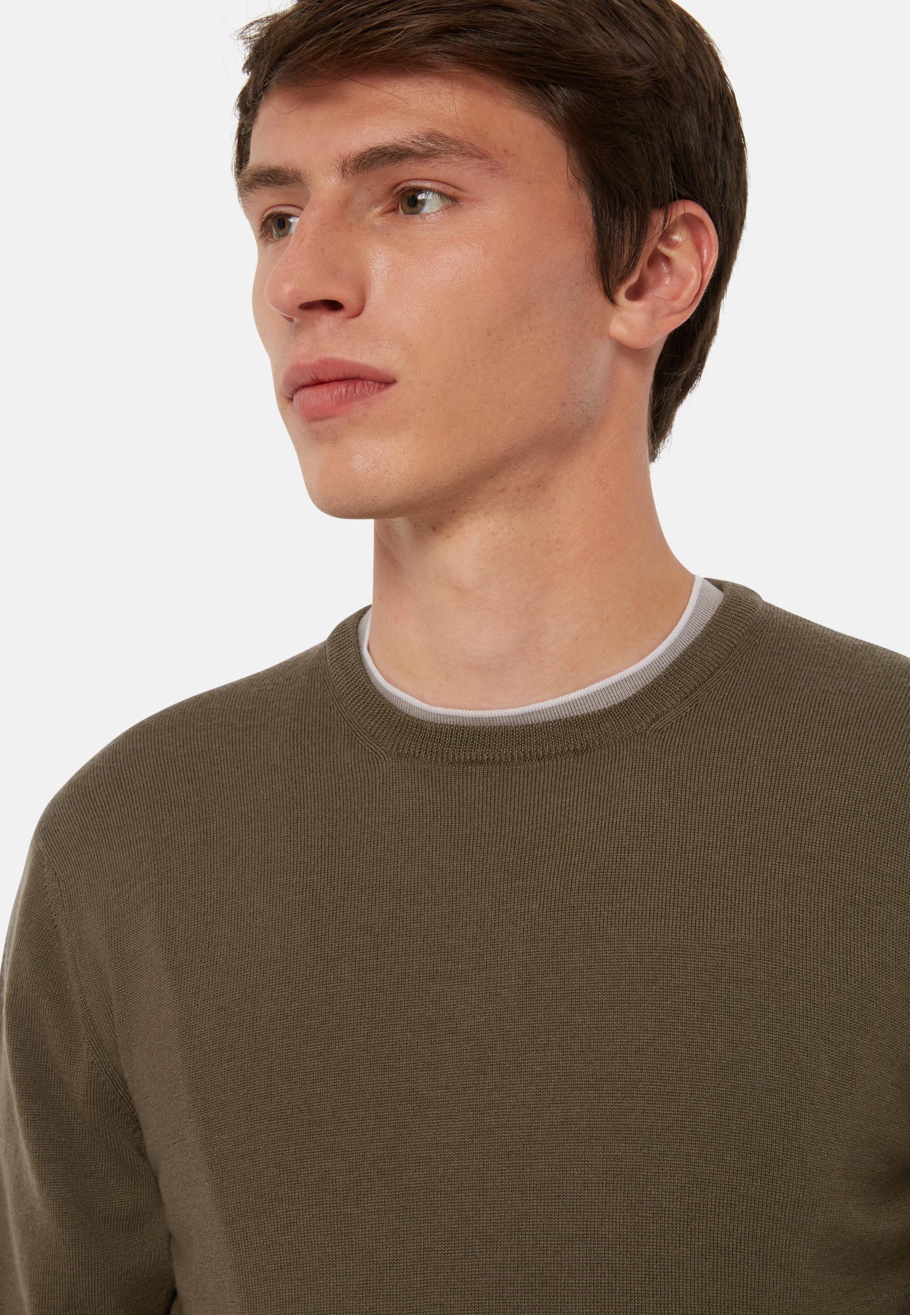 Merino Wool Crew Neck Jumper Green, , large image number 2