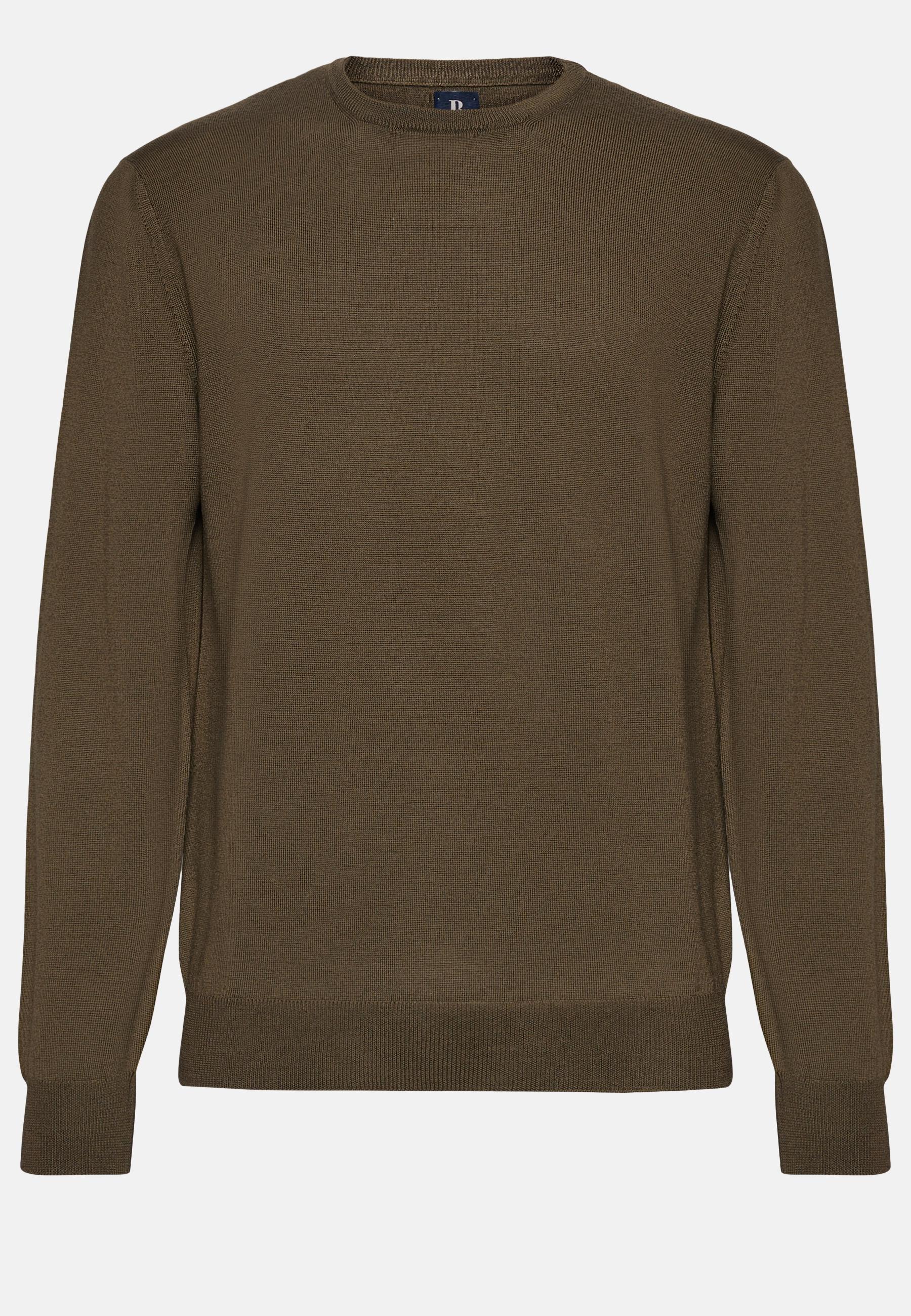 Merino Wool Crew Neck Jumper Green, , large image number 3