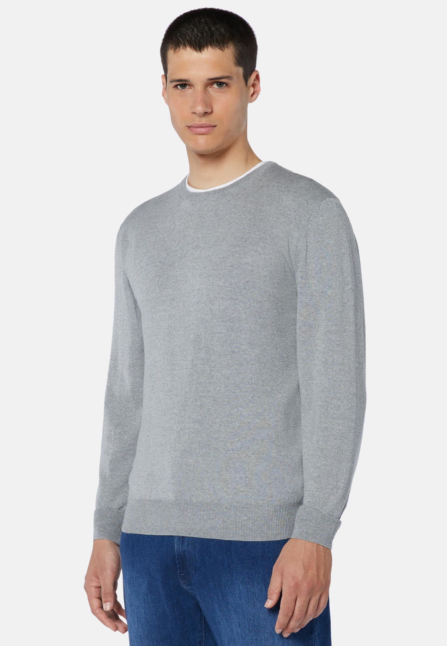 Merino Wool Crew Neck Jumper Grey, Grey, medium