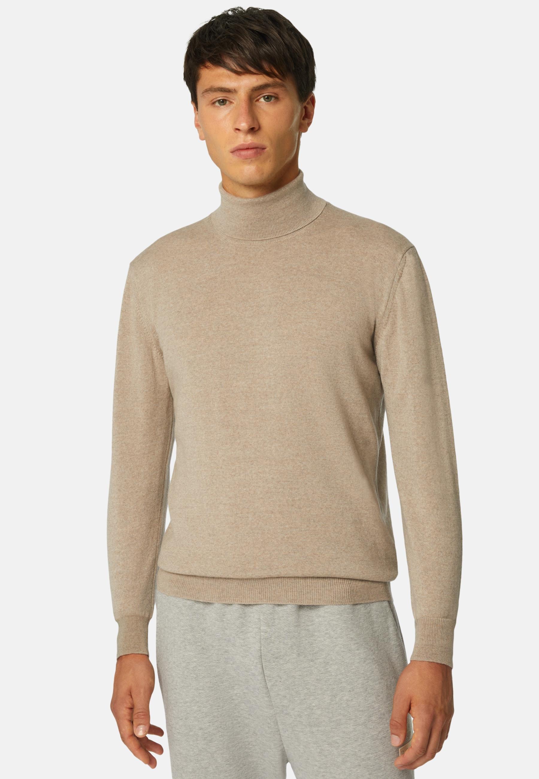 Merino Wool Polo Neck Jumper Beige, Sand, medium
