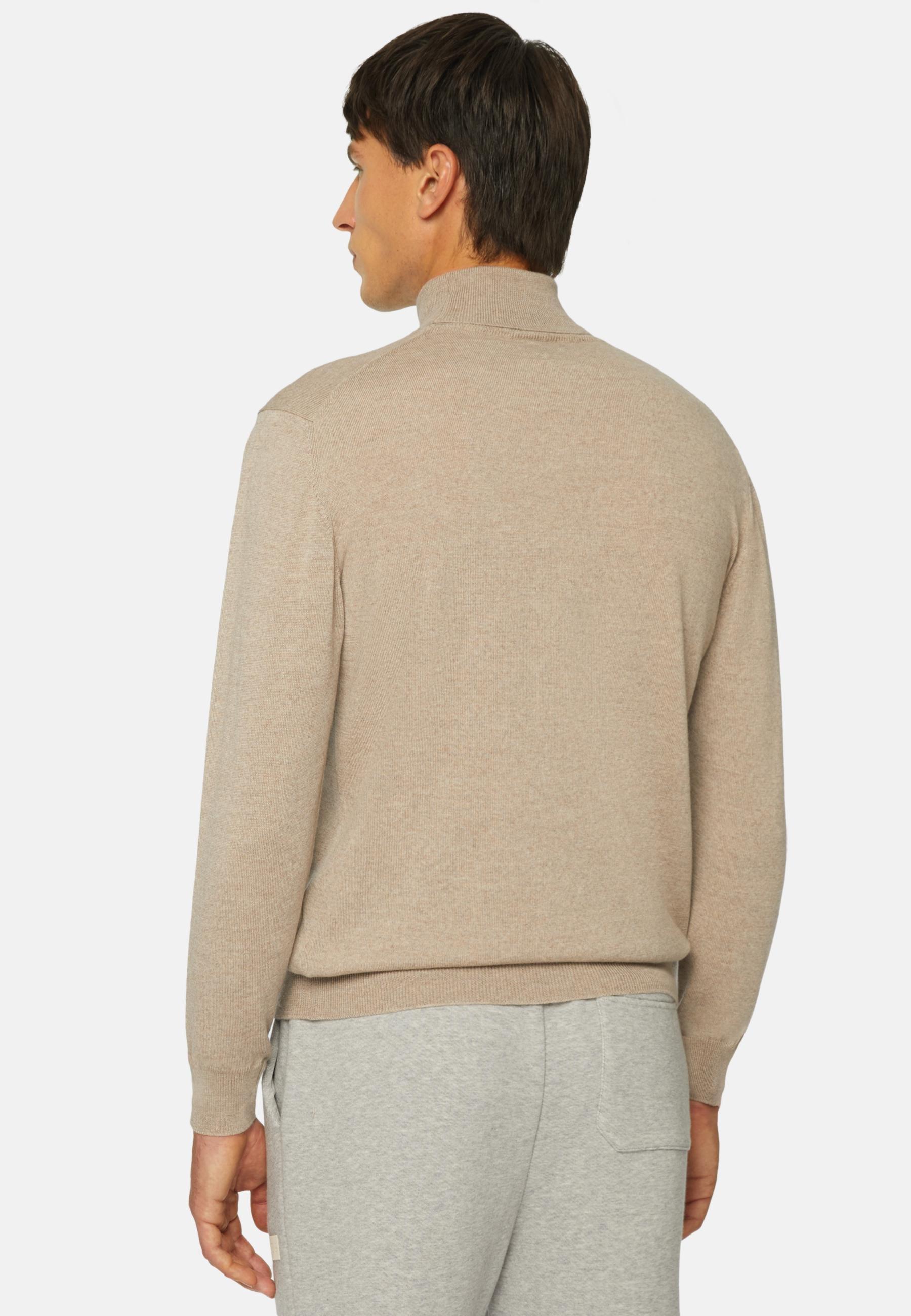 Merino Wool Polo Neck Jumper Beige, Sand, large image number 1