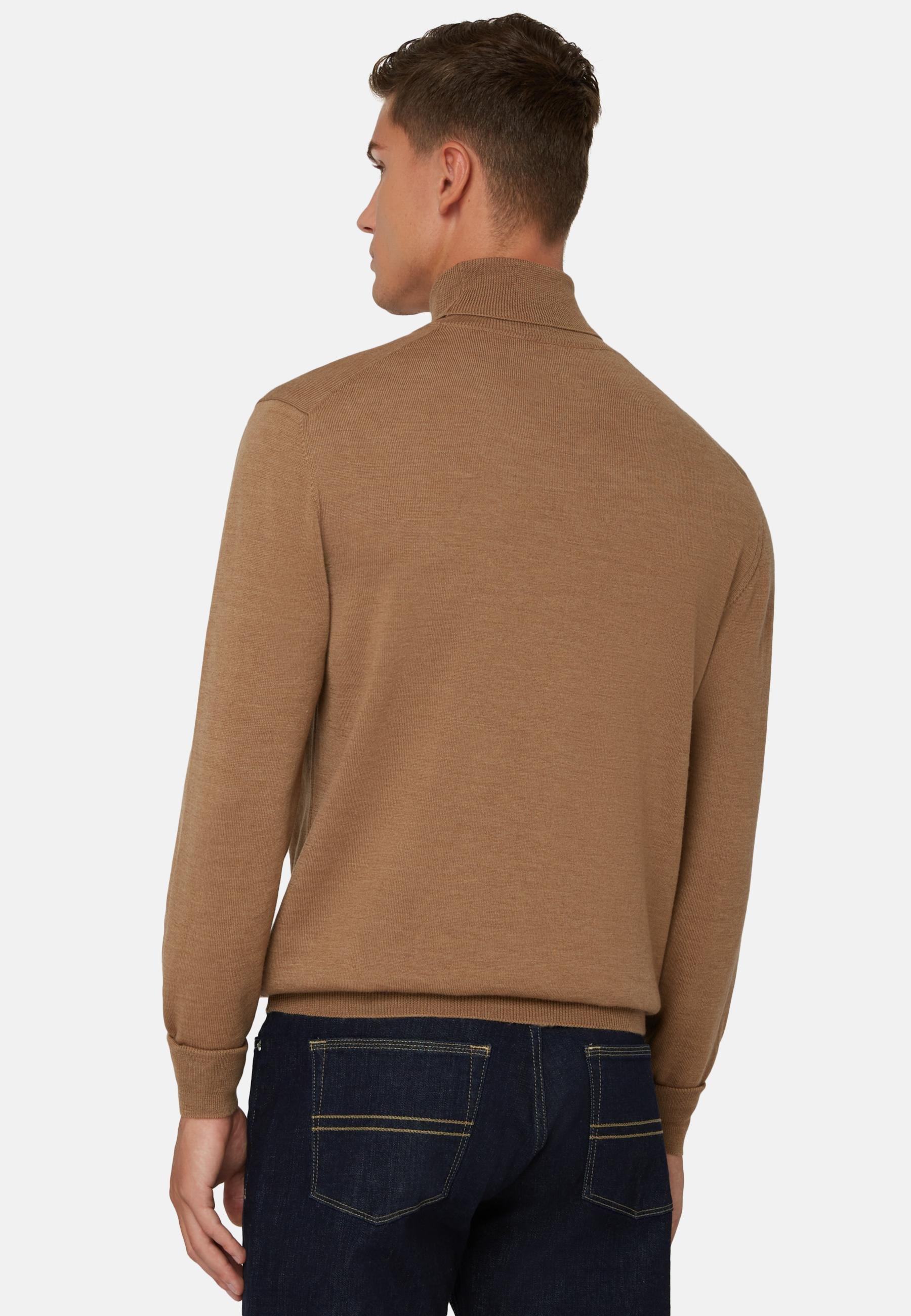 Merino Wool Polo Neck Jumper Brown, , large image number 1