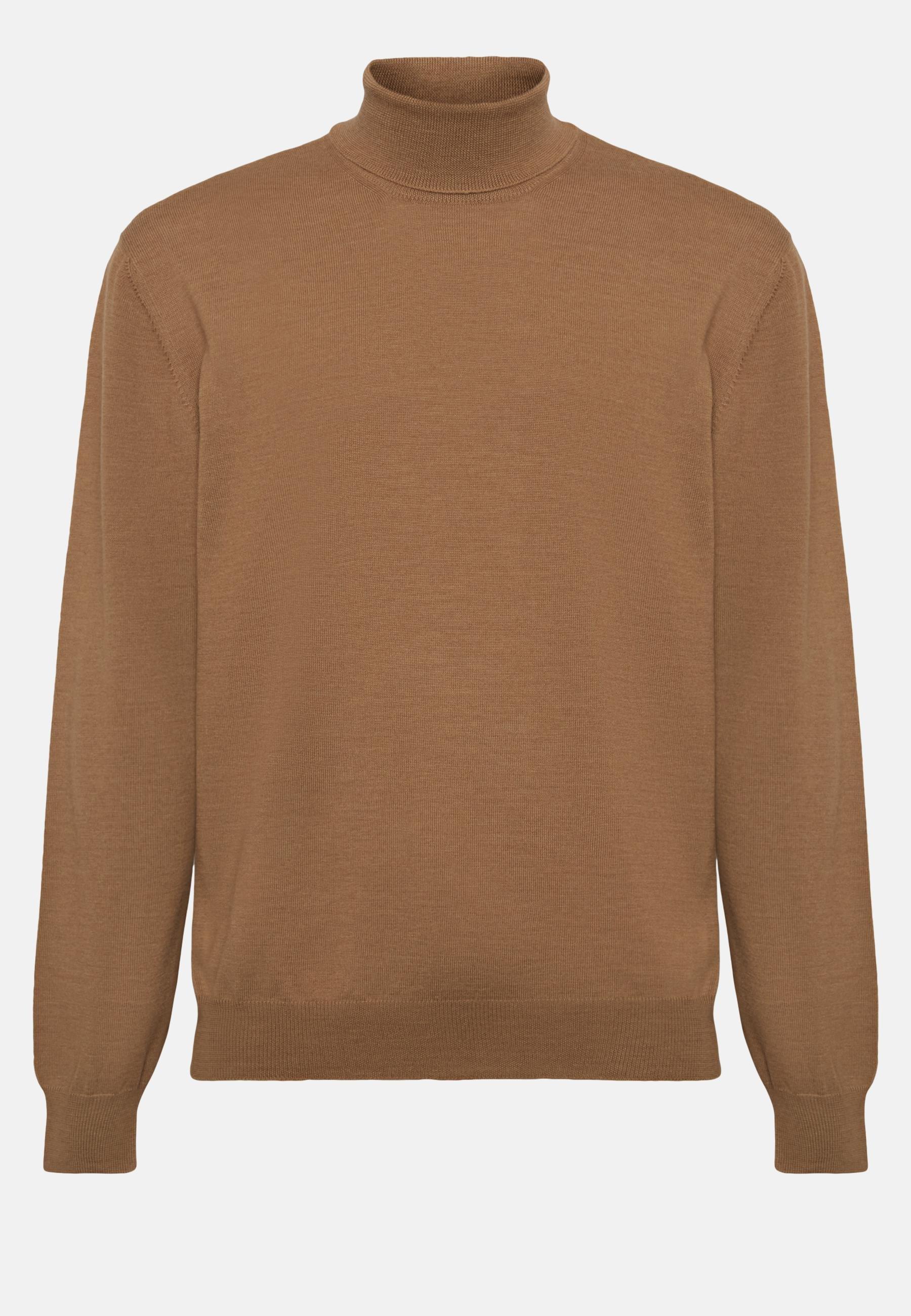 Boggi Milano - Brown Merino Wool Polo Neck Jumper