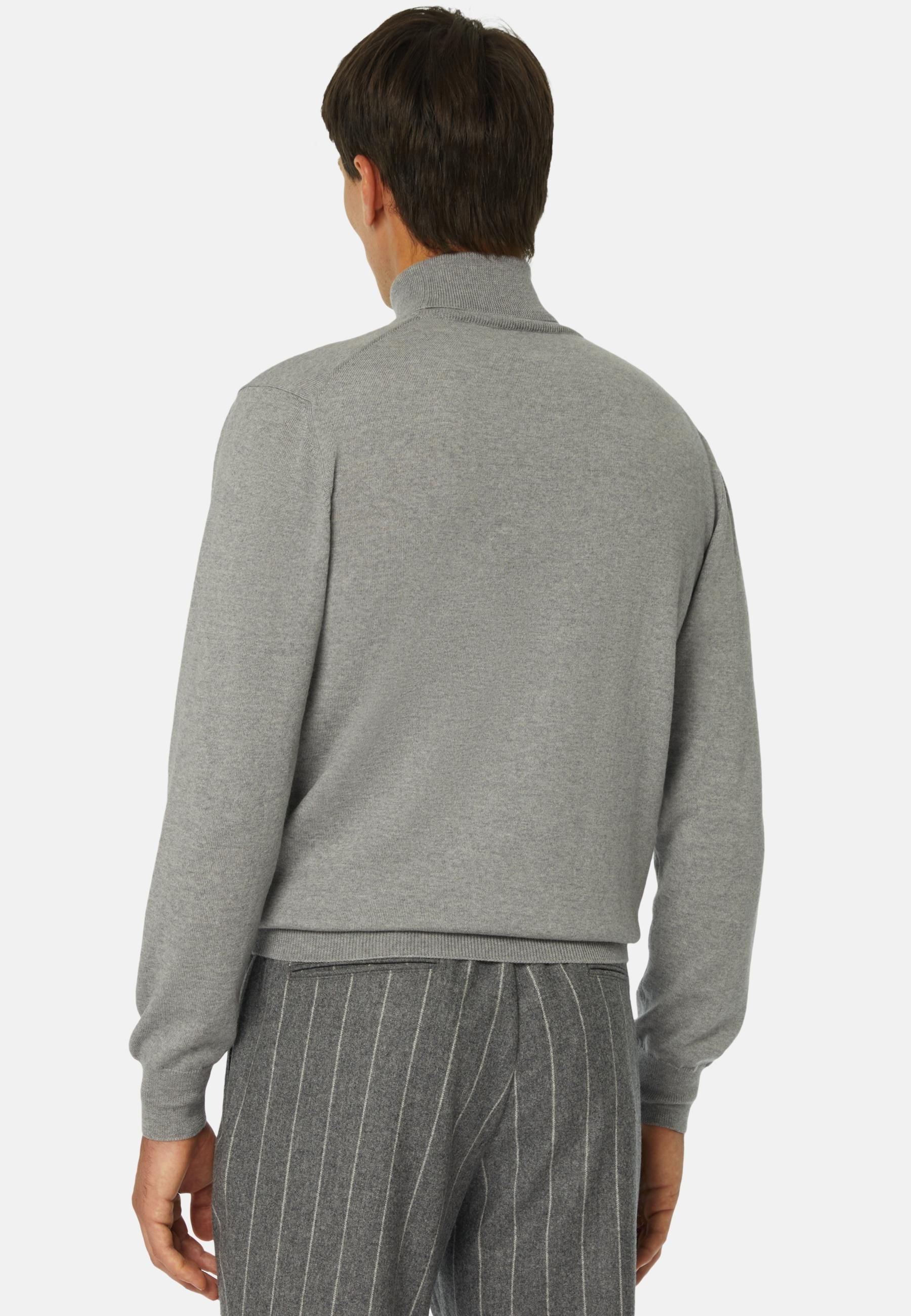 Merino Wool Polo Neck Jumper Grey, , large image number 1