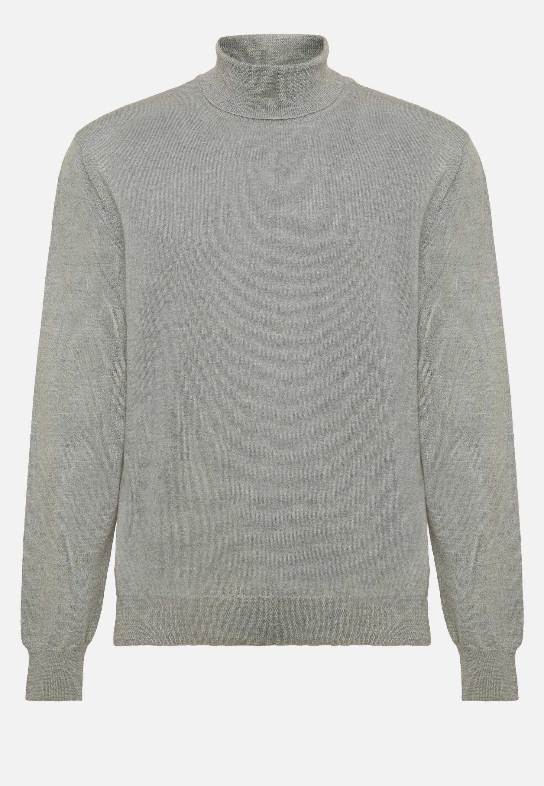 Polo Neck Jumper in Merino Wool, Grey, Grey, large image number 6