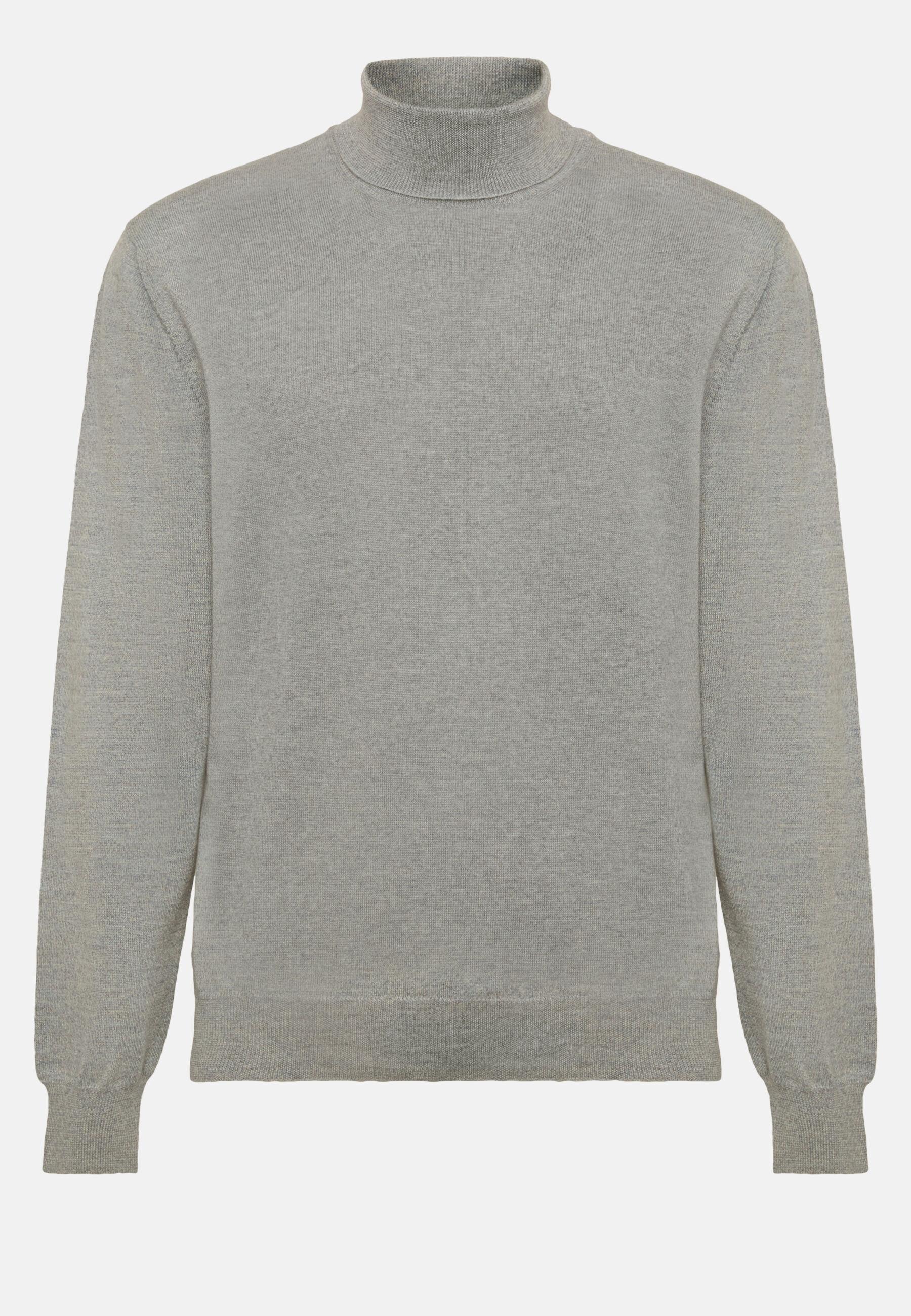 Polo Neck Jumper in Merino Wool, Grey, Grey, large image number 7