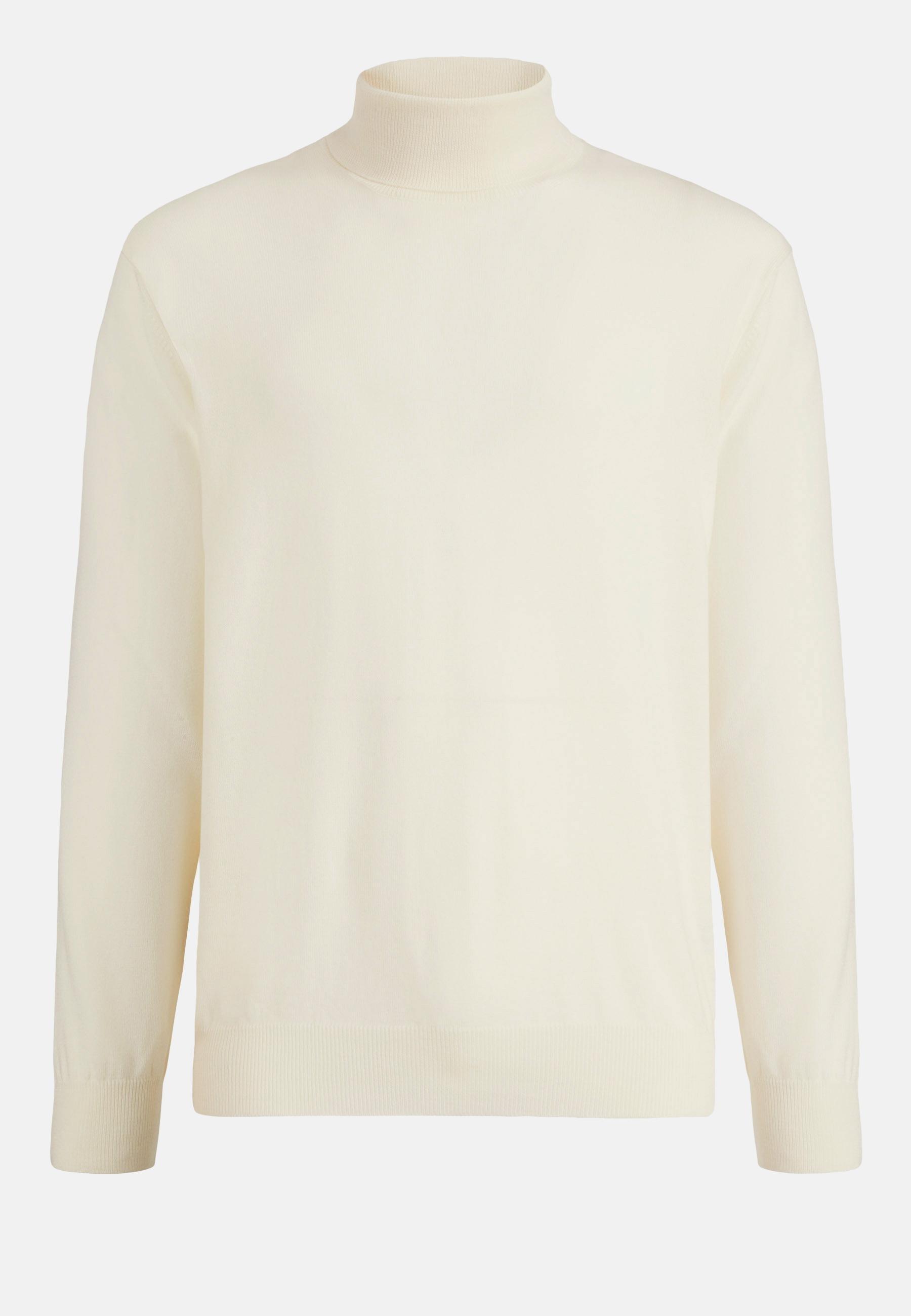 Merino Wool Polo Neck Jumper White, White, large image number 6