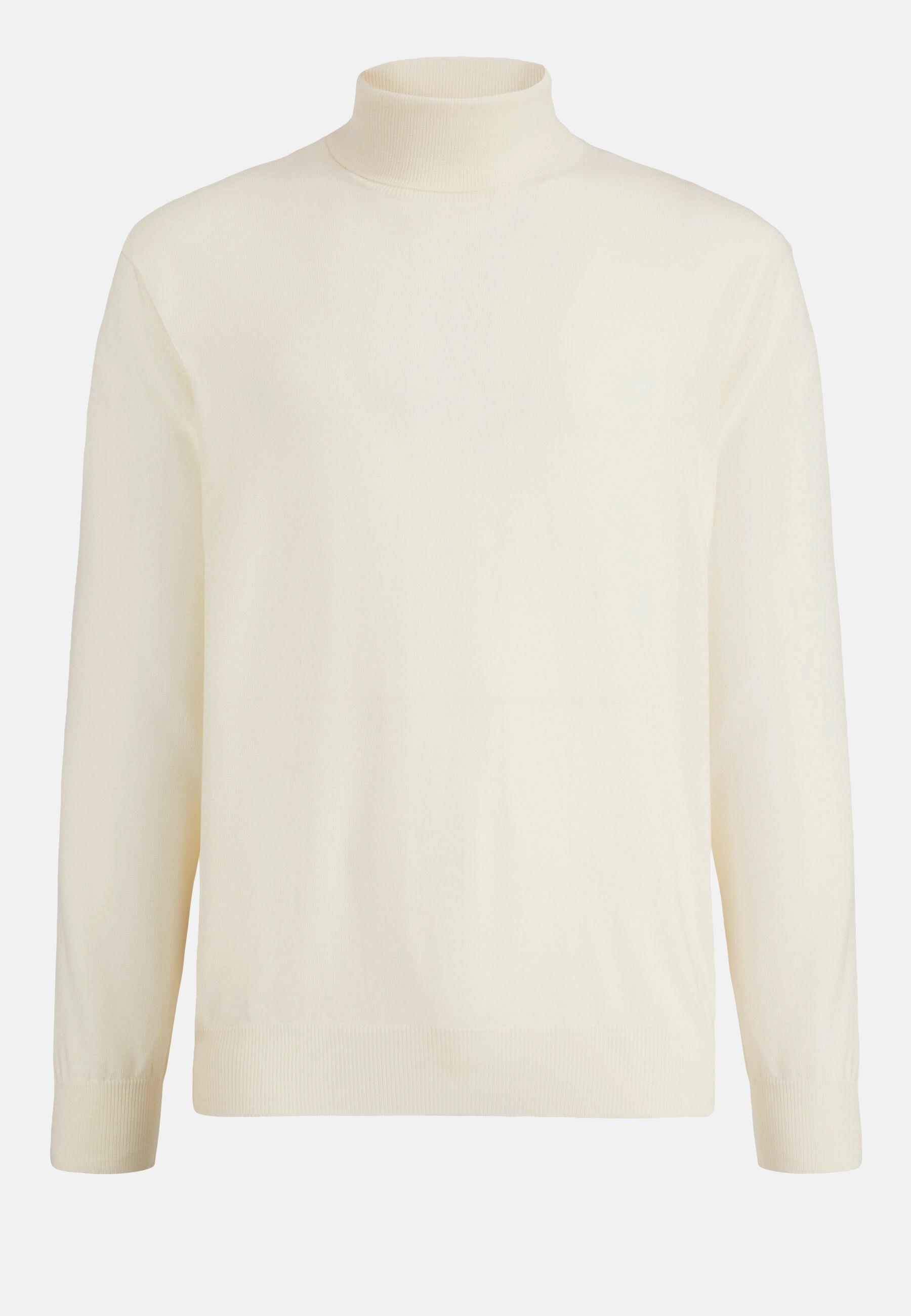 Merino Wool Polo Neck Jumper White, White, large image number 7