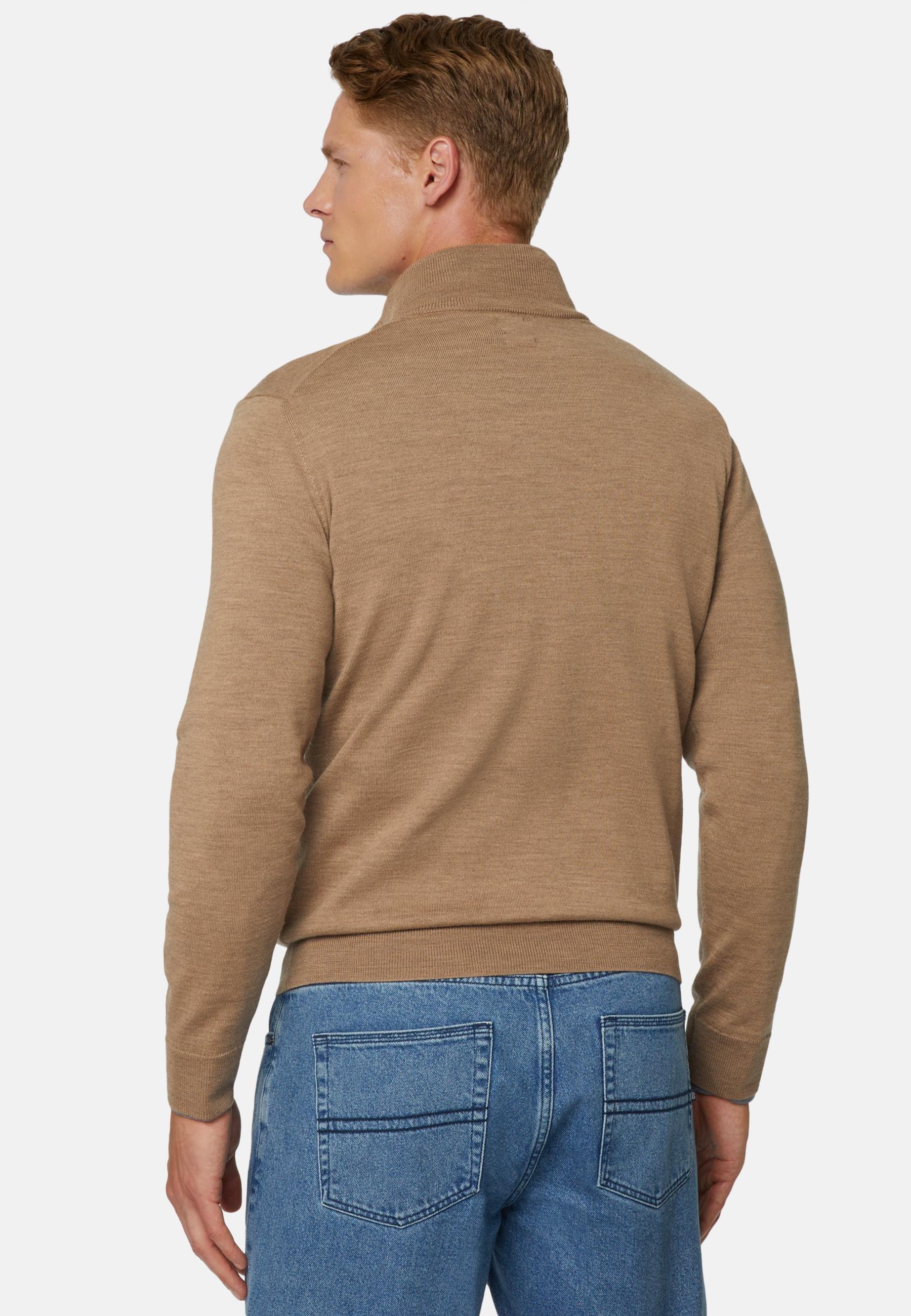 Merino Wool Half-Zip Jumper Grey, Taupe, medium