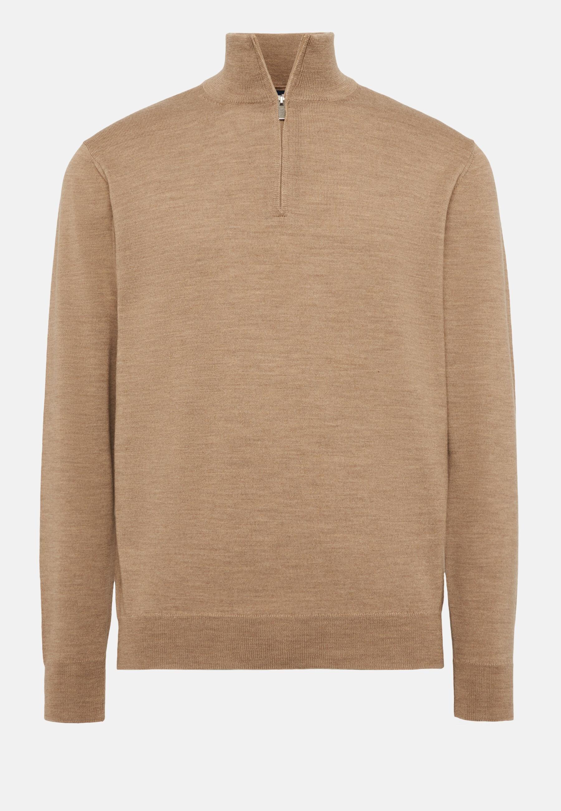 Merino Wool Half-Zip Jumper Grey, Taupe, large image number 7