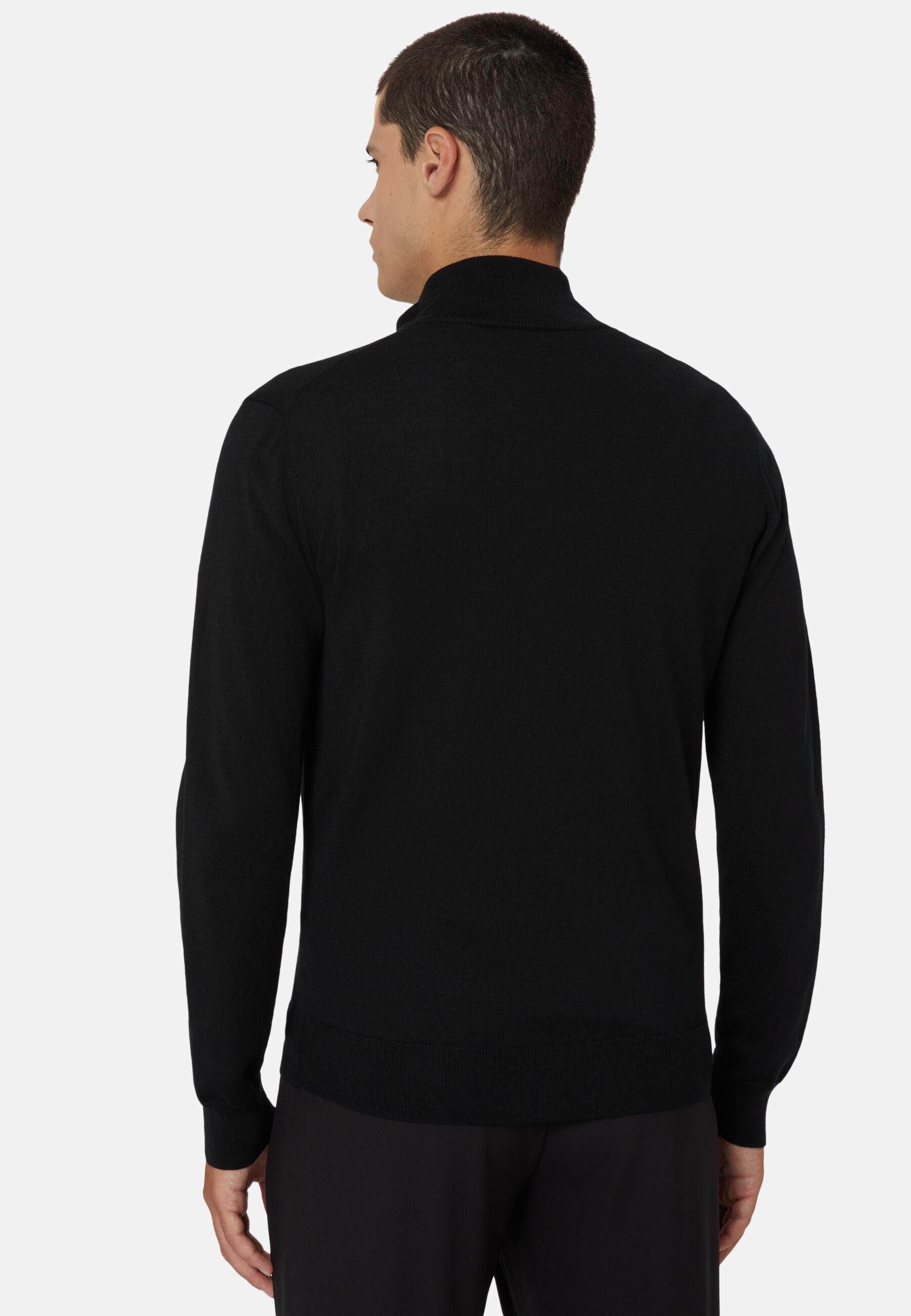 Merino Wool Half-Zip Jumper Black, Black, large image number 3