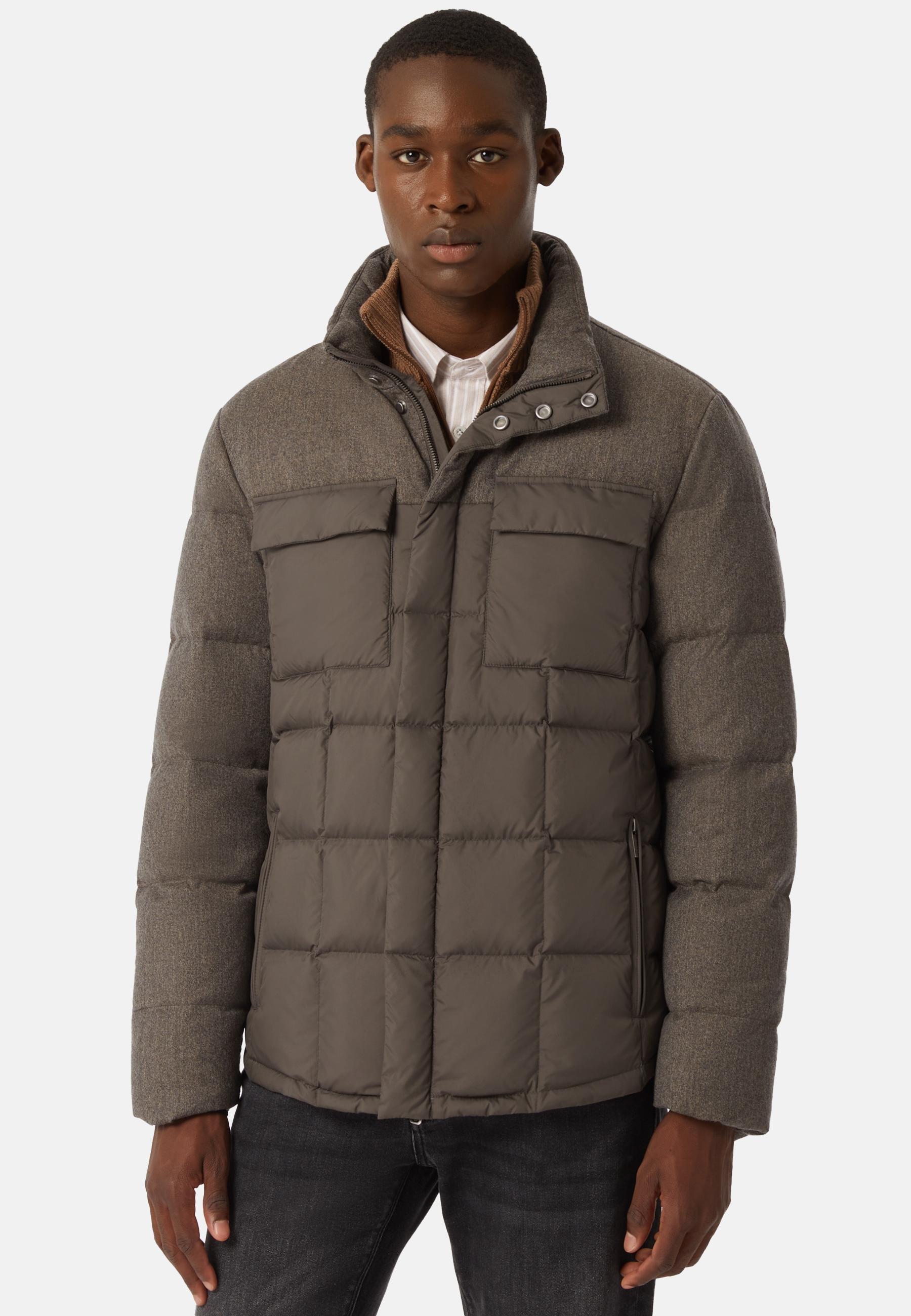 Flyn Flannel And Feather Tech Bomber Jacket Brown, , large image number 0