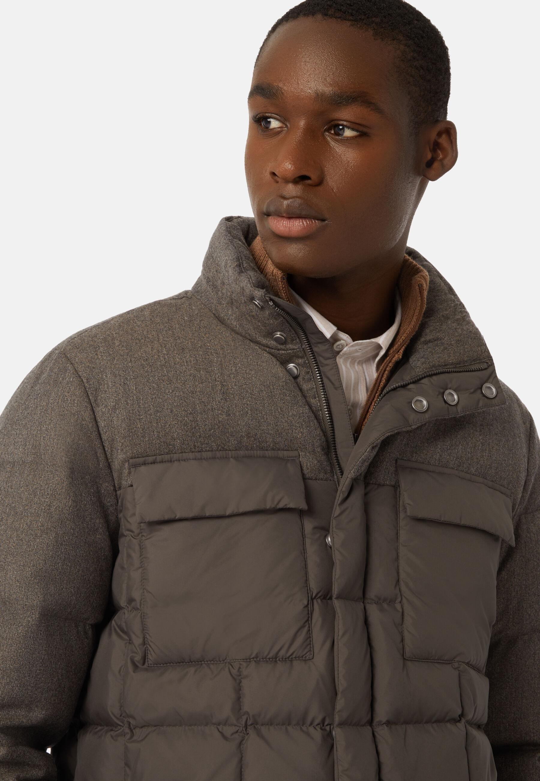 Flyn Flannel And Feather Tech Bomber Jacket Brown, Taupe, large image number 5