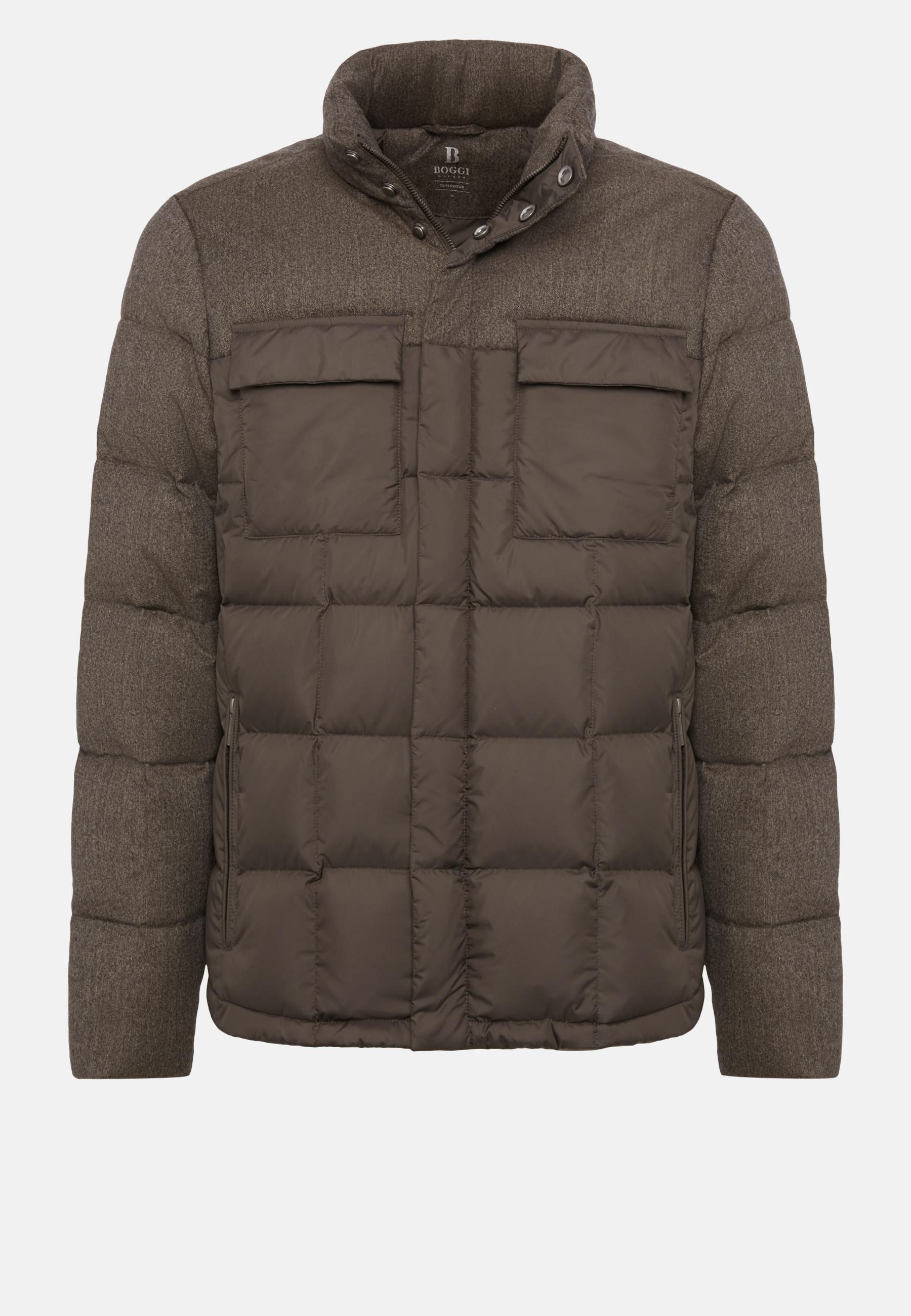 Flyn Flannel And Feather Tech Bomber Jacket Brown, Taupe, large image number 6