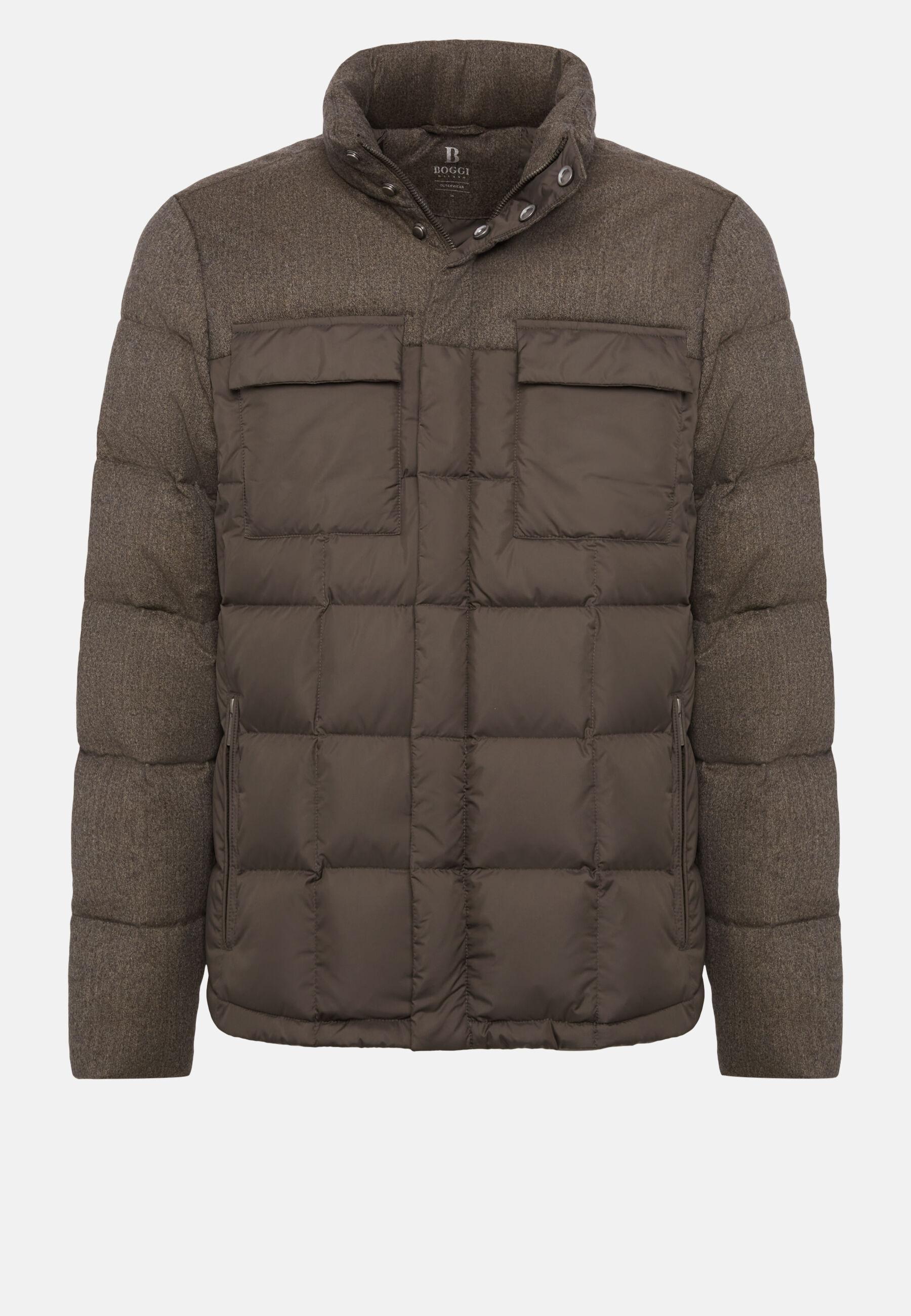 Flyn Flannel And Feather Tech Bomber Jacket Brown, Taupe, large image number 7