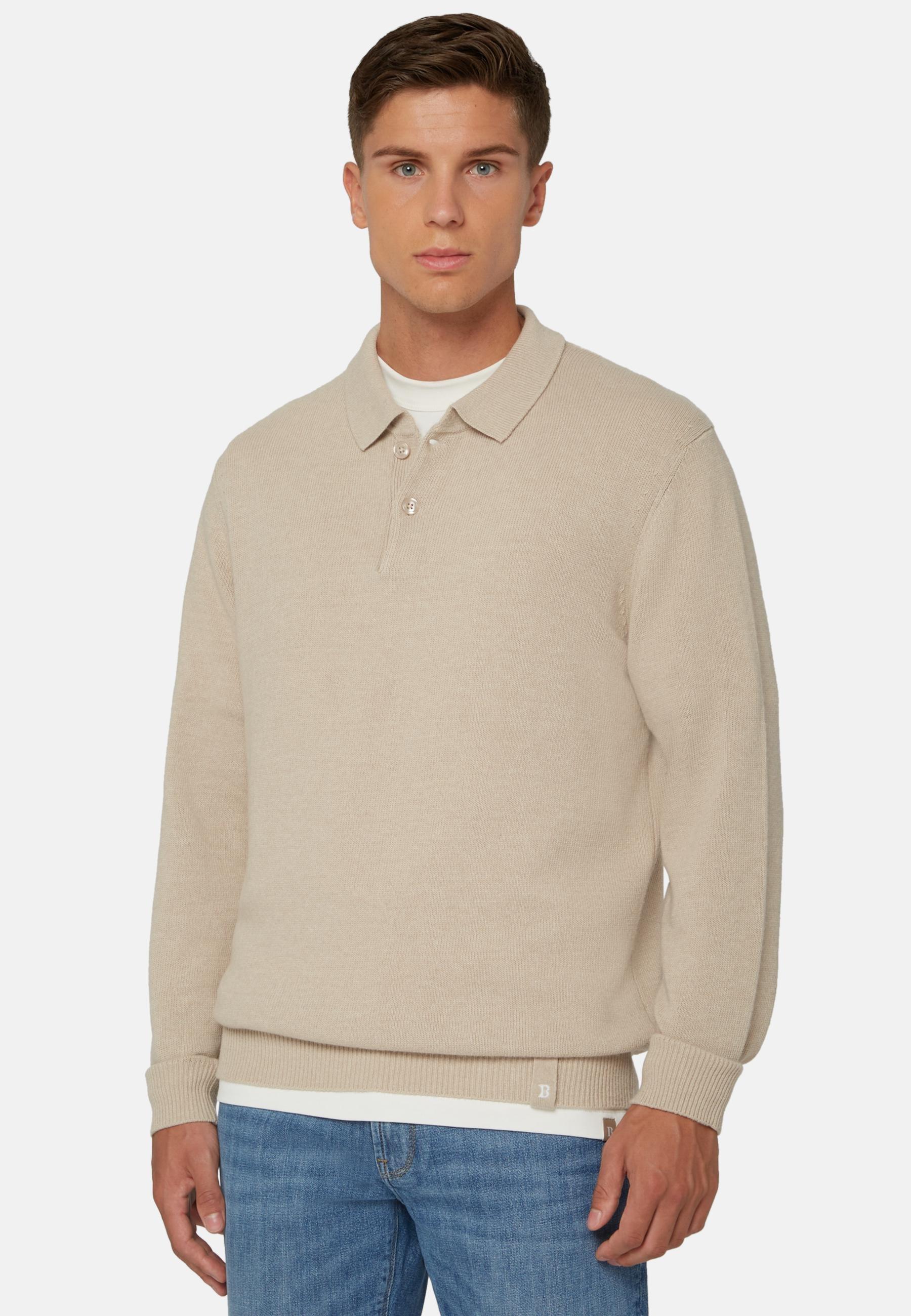Polo Neck Jumper In A Cashmere Blend Beige, Sand, medium