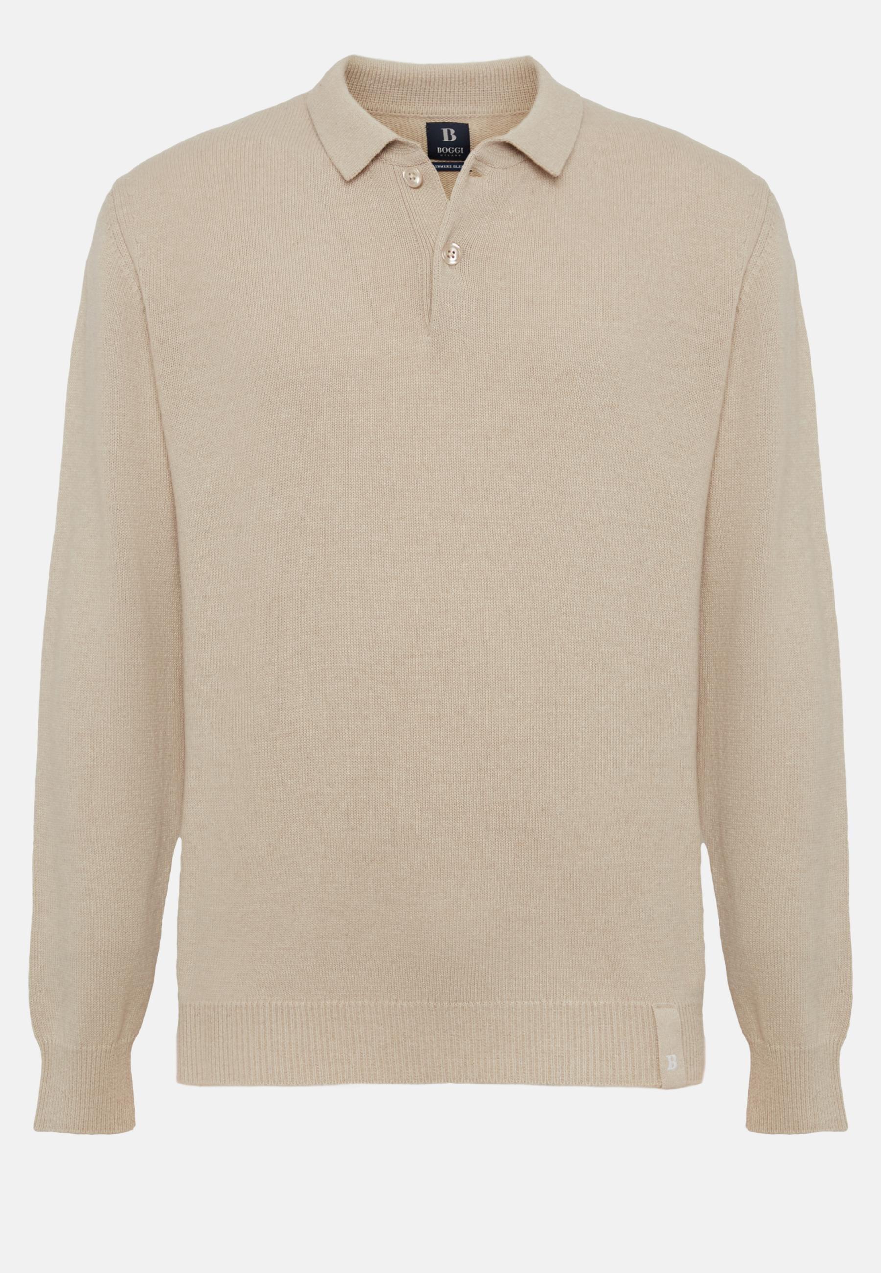 Polo Neck Jumper In A Cashmere Blend Beige, Sand, large image number 3