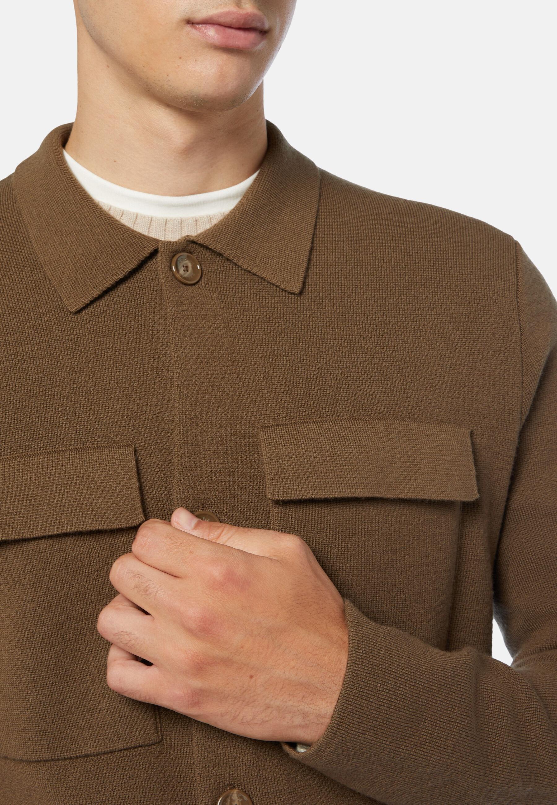Merino Wool Over Shirt Brown, Hazelnut, large image number 5