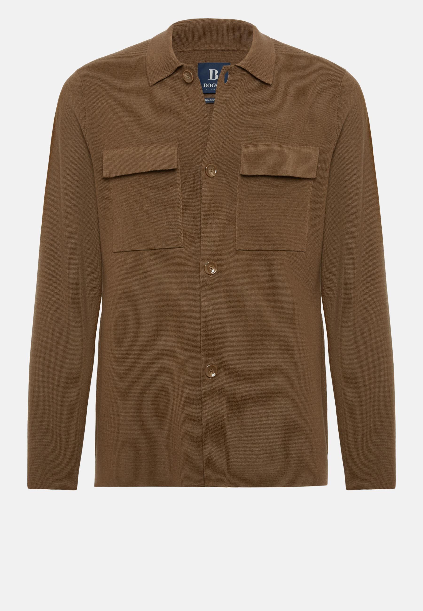 Merino Wool Over Shirt Brown, Hazelnut, large image number 6