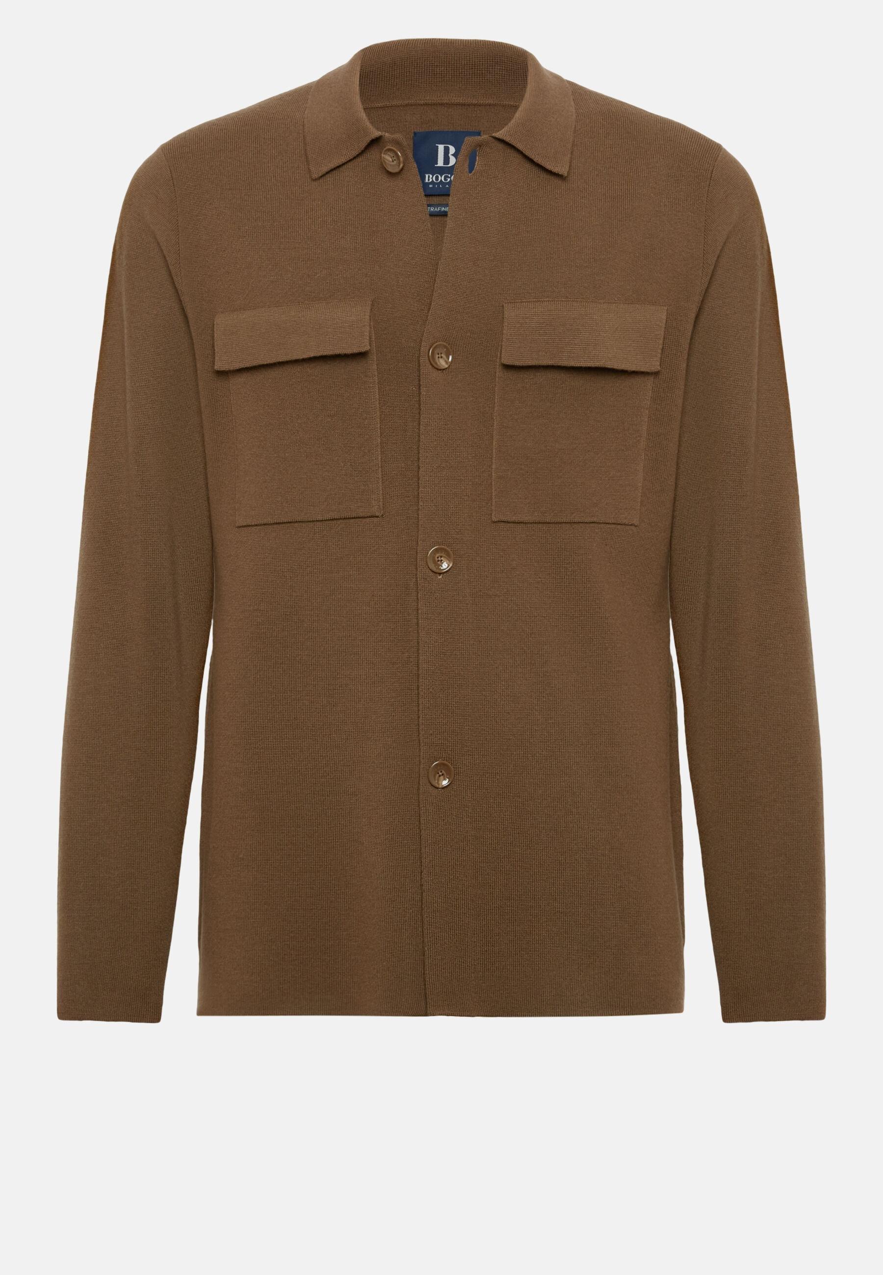 Merino Wool Over Shirt Brown, Hazelnut, large image number 7