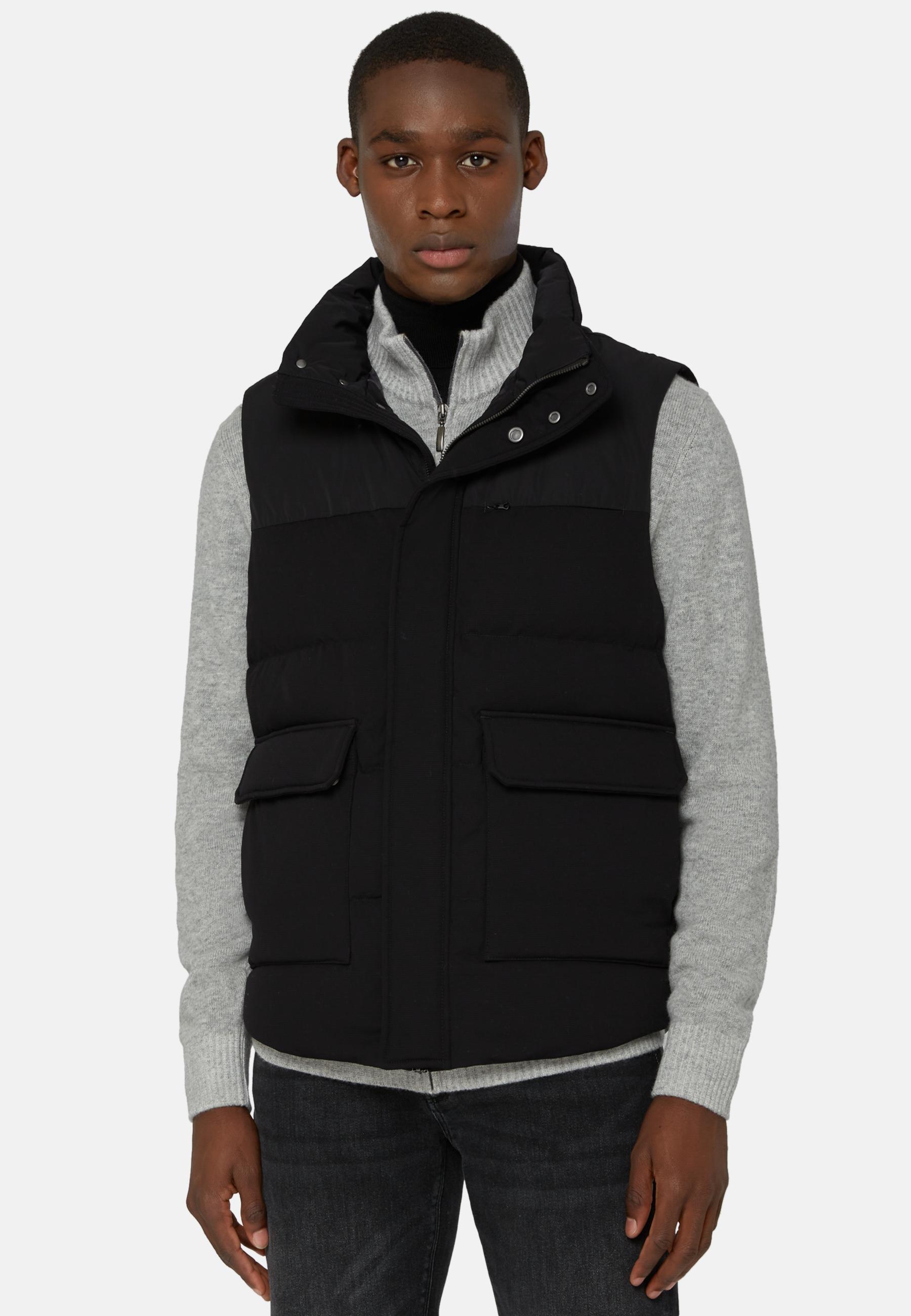 Down-Filled Nylon Hooded Waistcoat Black, , large image number 0