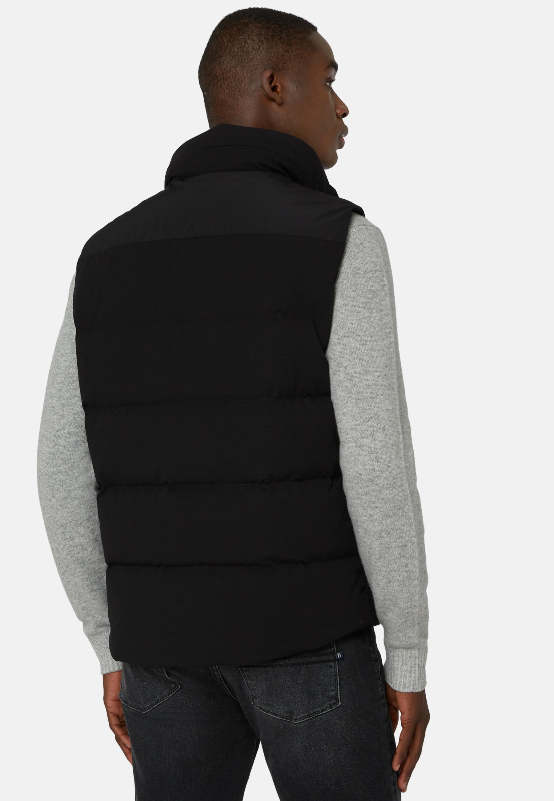 Down-Filled Nylon Hooded Waistcoat Black, , large image number 1