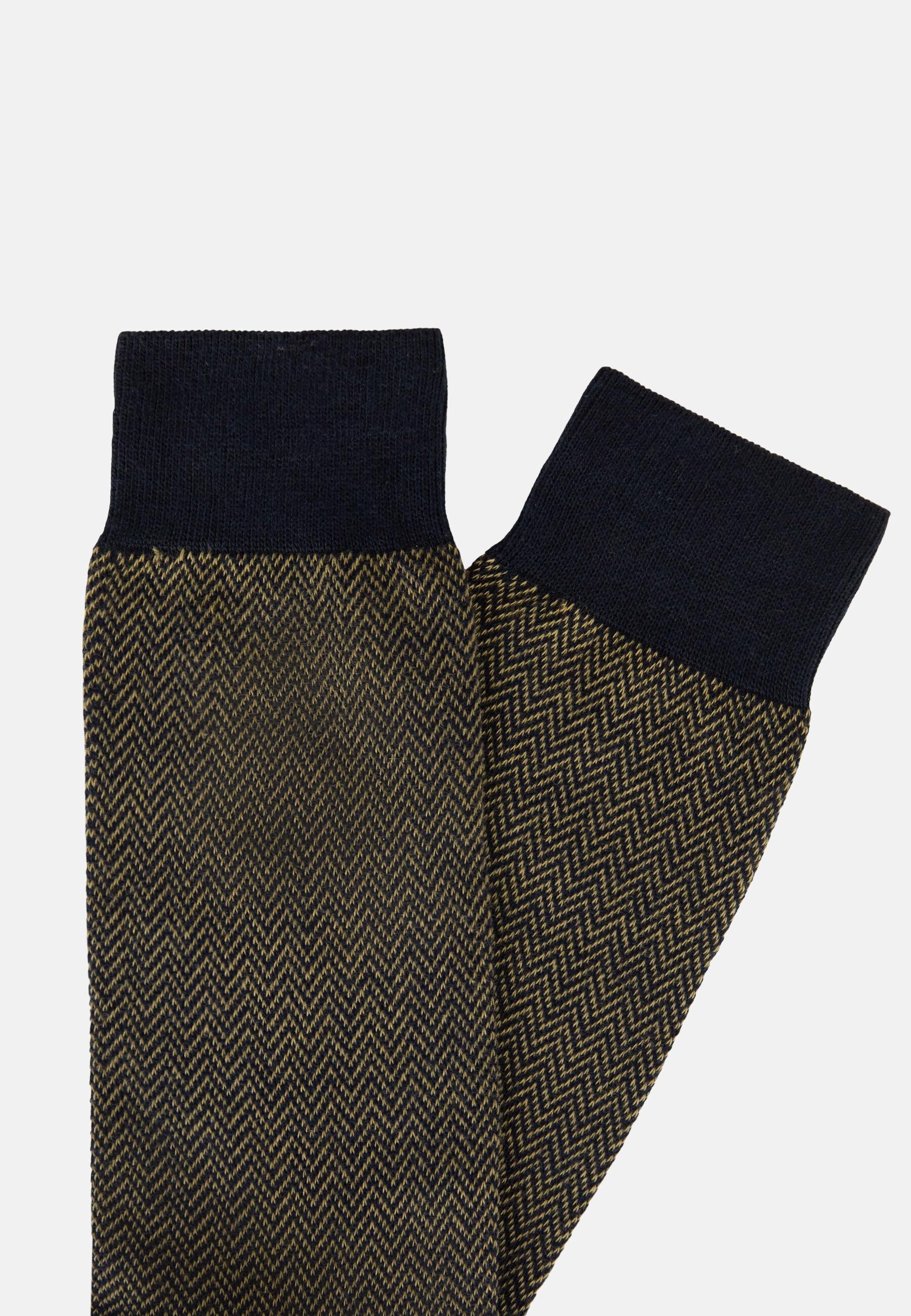 Navy Herringbone Pattern Socks In Organic Cotton, 3901_NANT, large image number 1