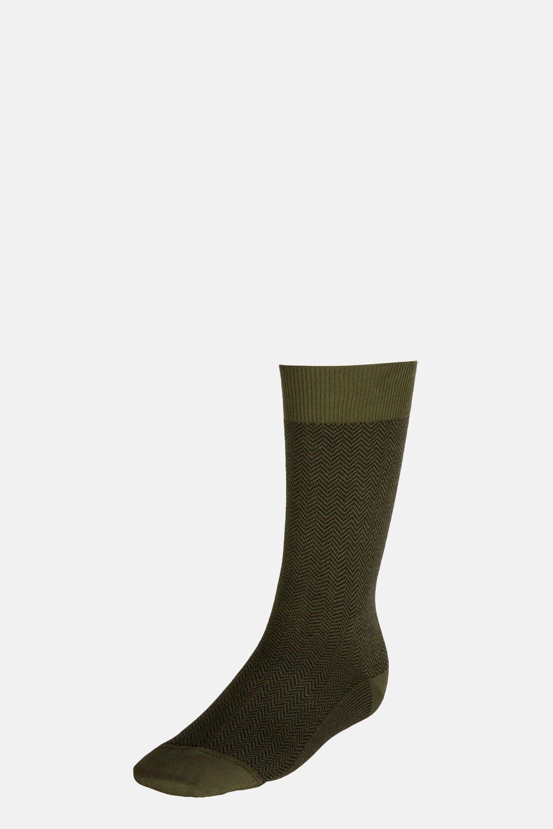 Herringbone Pattern Socks In Organic Cotton Green, Military Green, medium