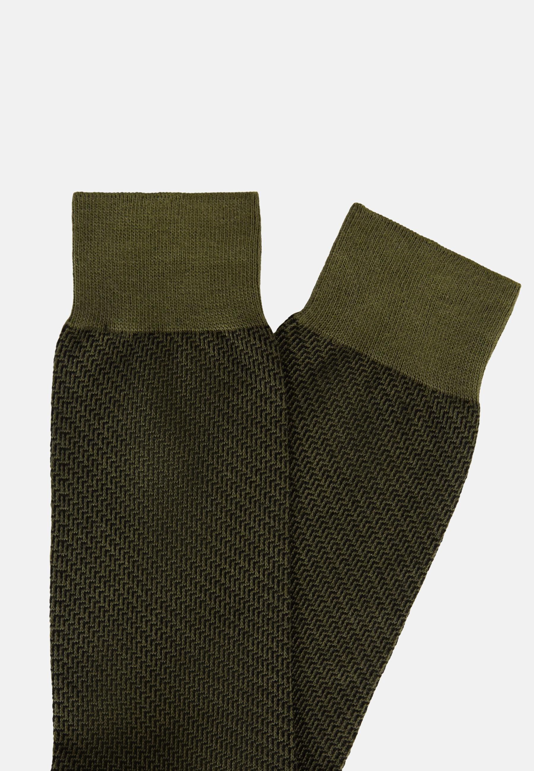 Socks With Micro Pattern In Organic Cotton Green, Military Green, large image number 1