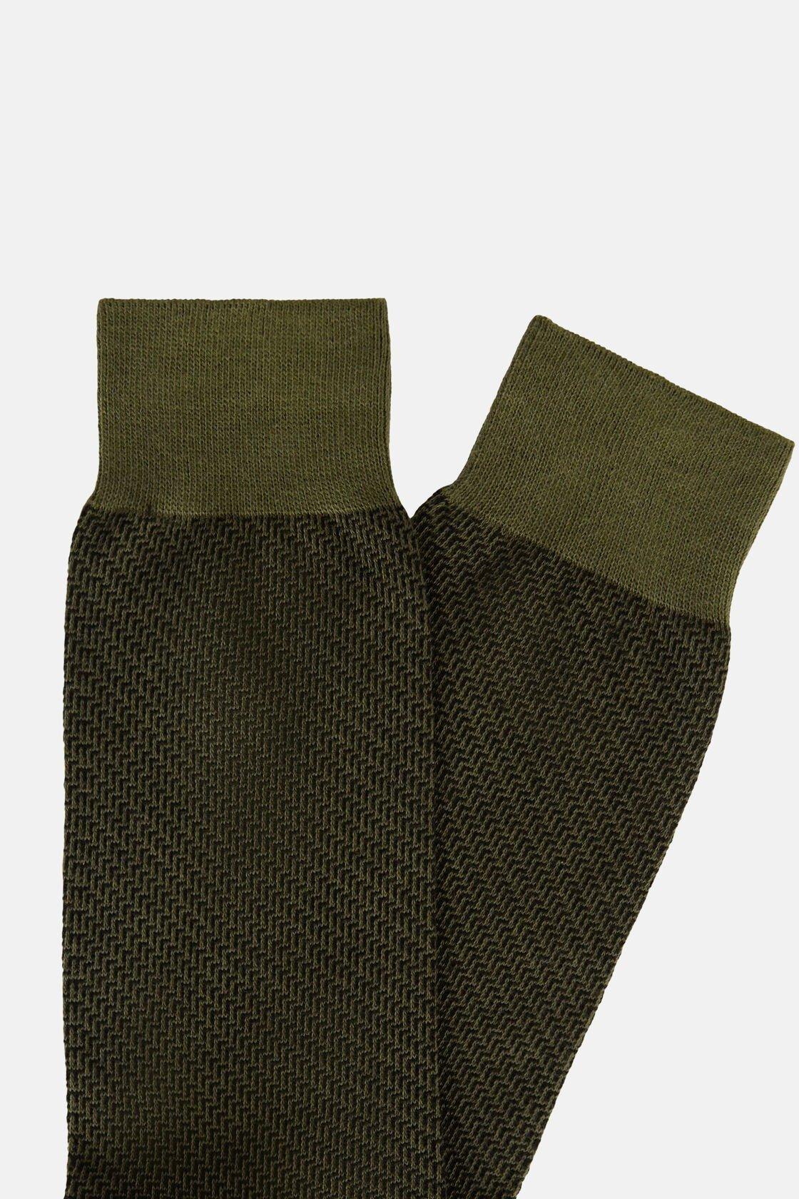 Socks With Micro Pattern In Organic Cotton Green, Military Green, large image number 2