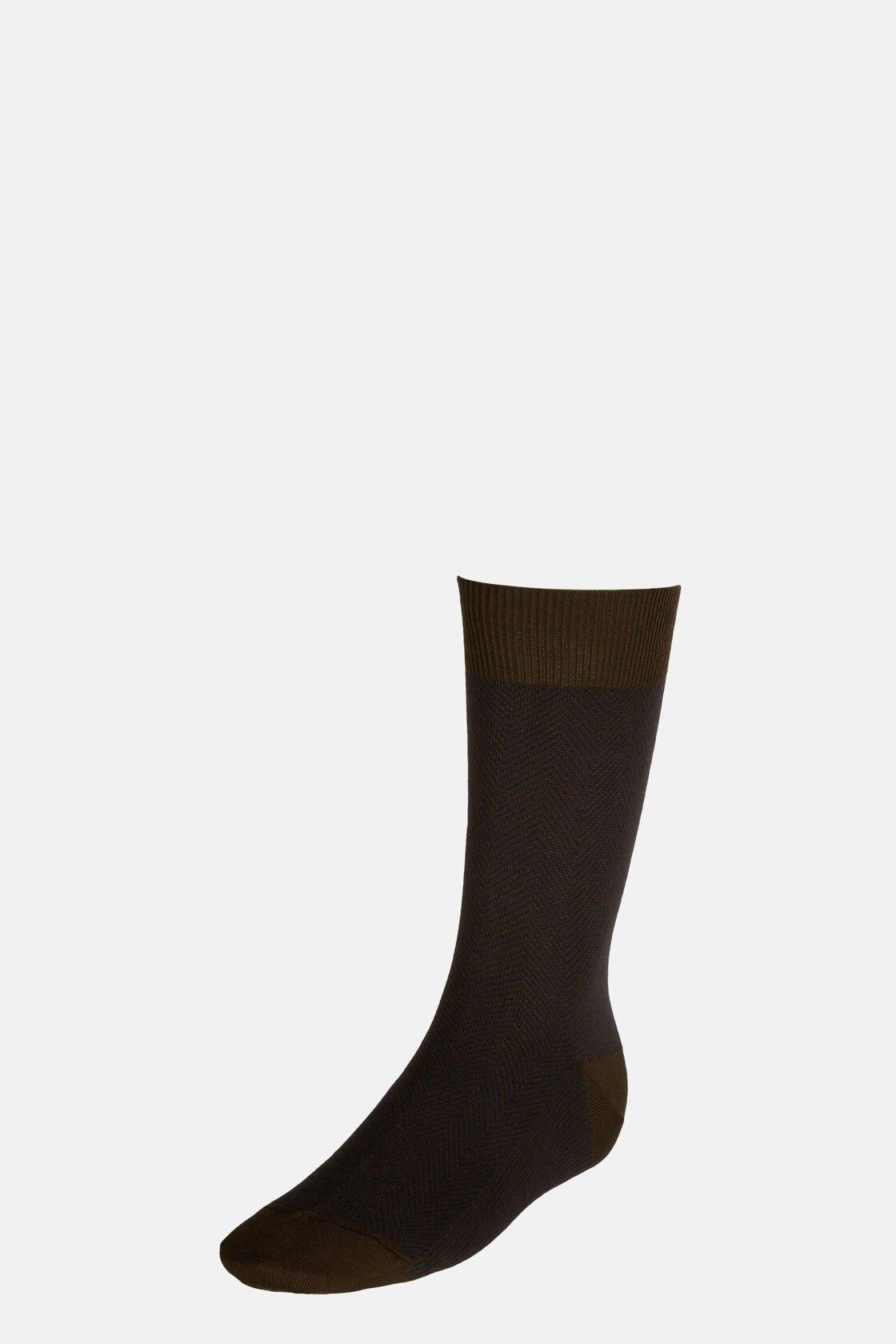 Brown Macro Herringbone pattern Socks in Organic Cotton, , large image number 0