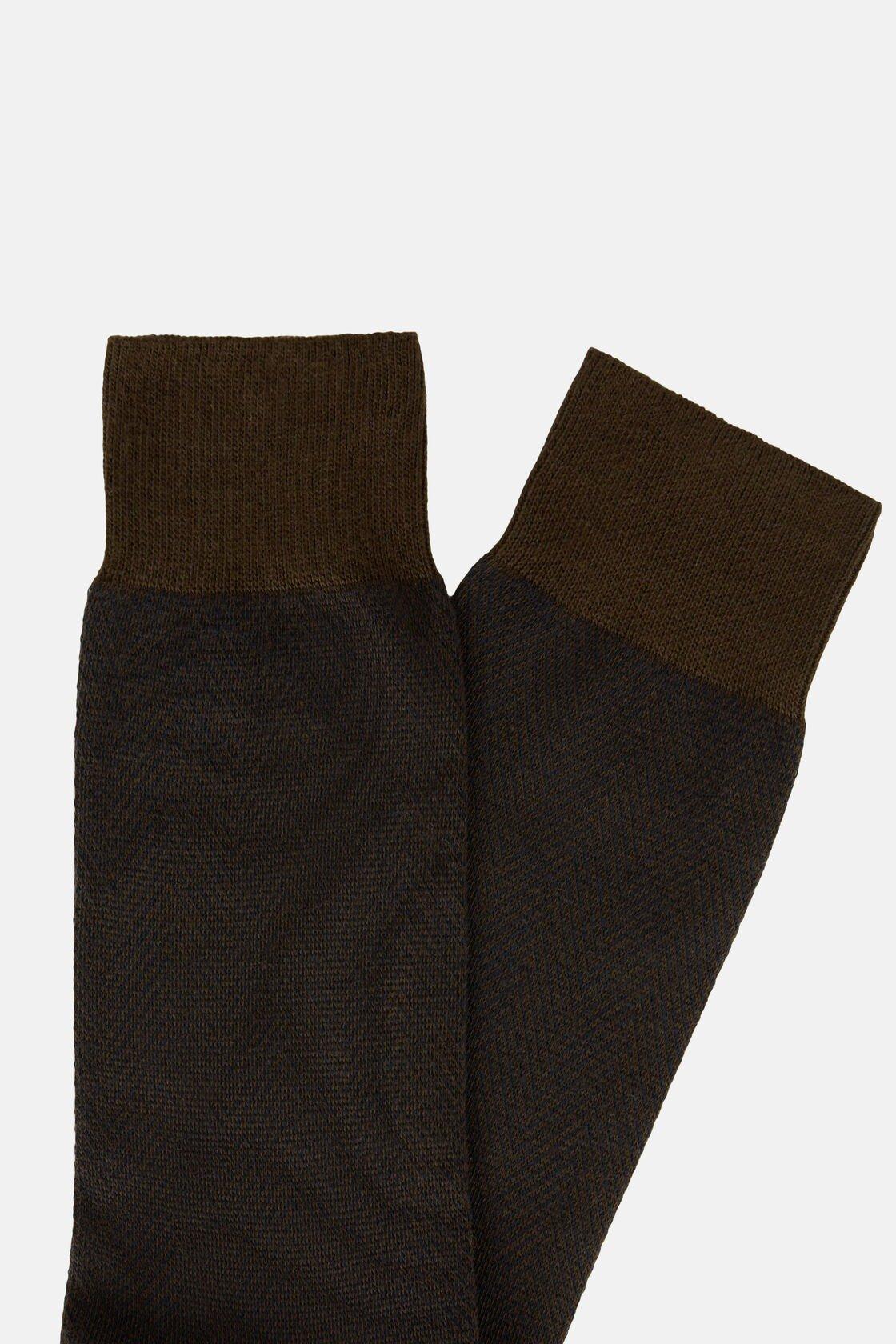 Brown Macro Herringbone pattern Socks in Organic Cotton, , large image number 2