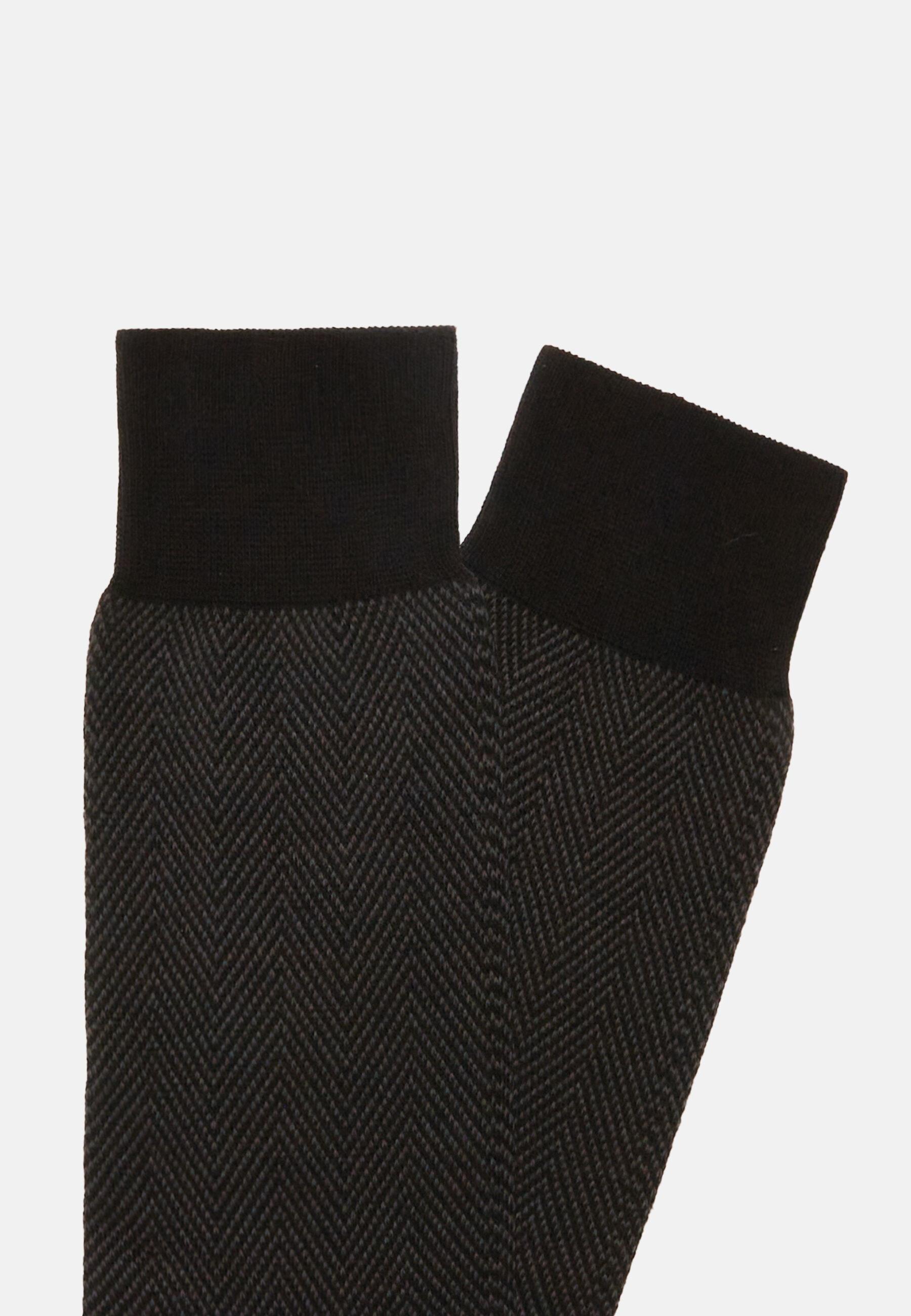 Macro Herringbone Pattern Socks Black, Black, large image number 0