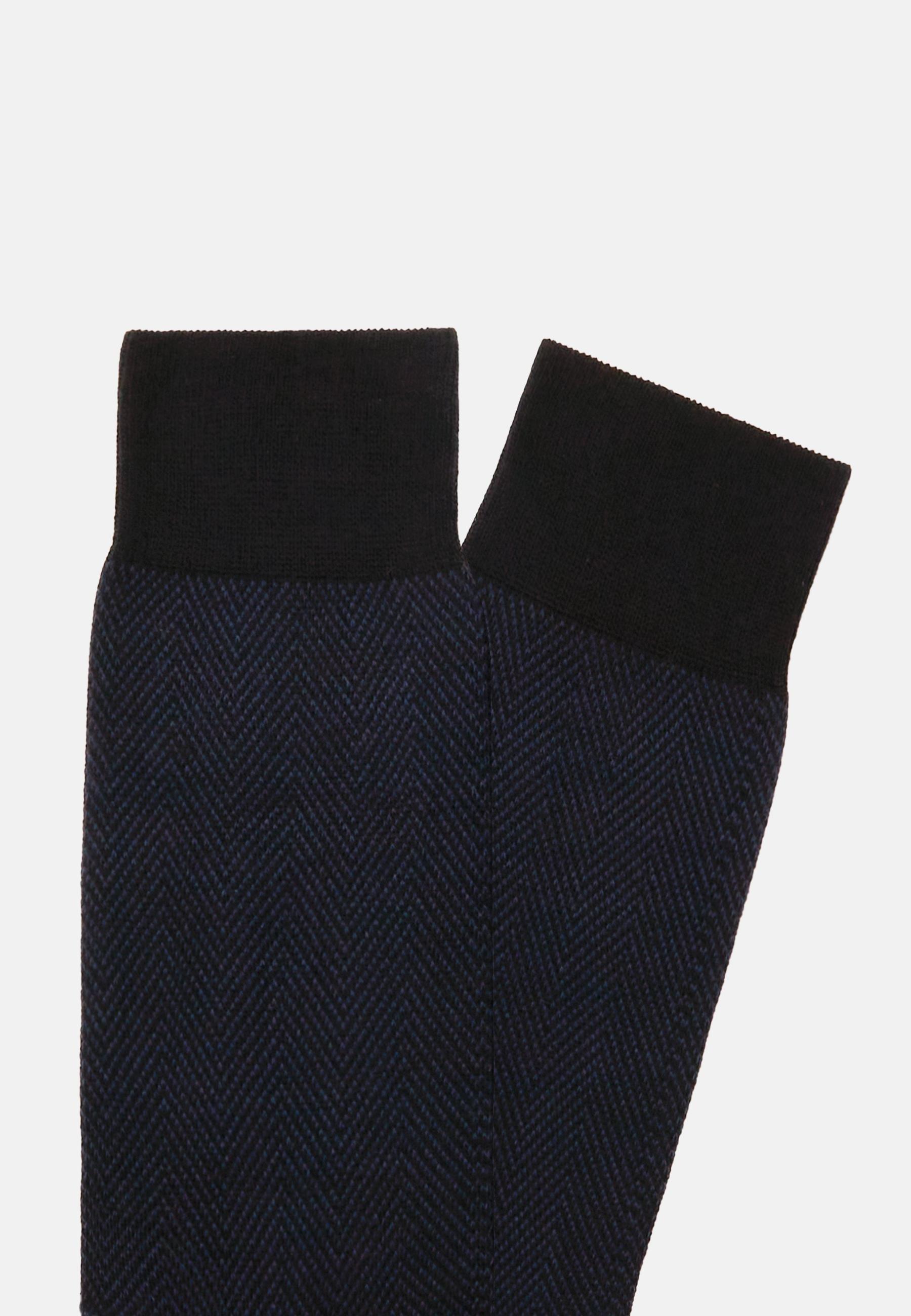Blue Macro Herringbone Pattern Socks, , large image number 0