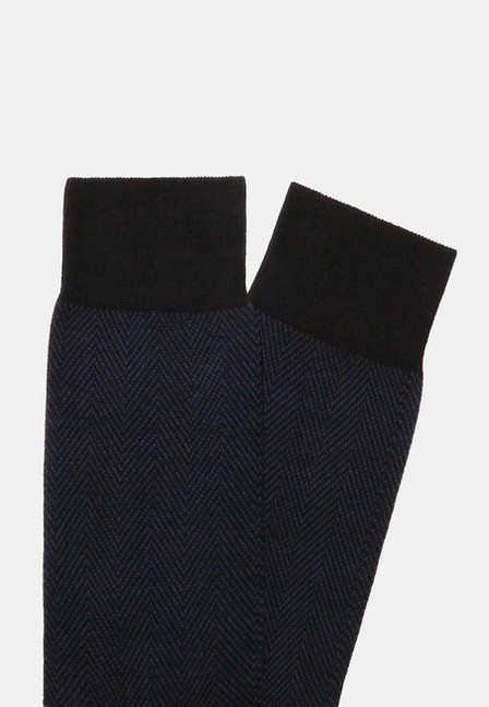 Boggi Milano - Blue Macro Herringbone Pattern Socks