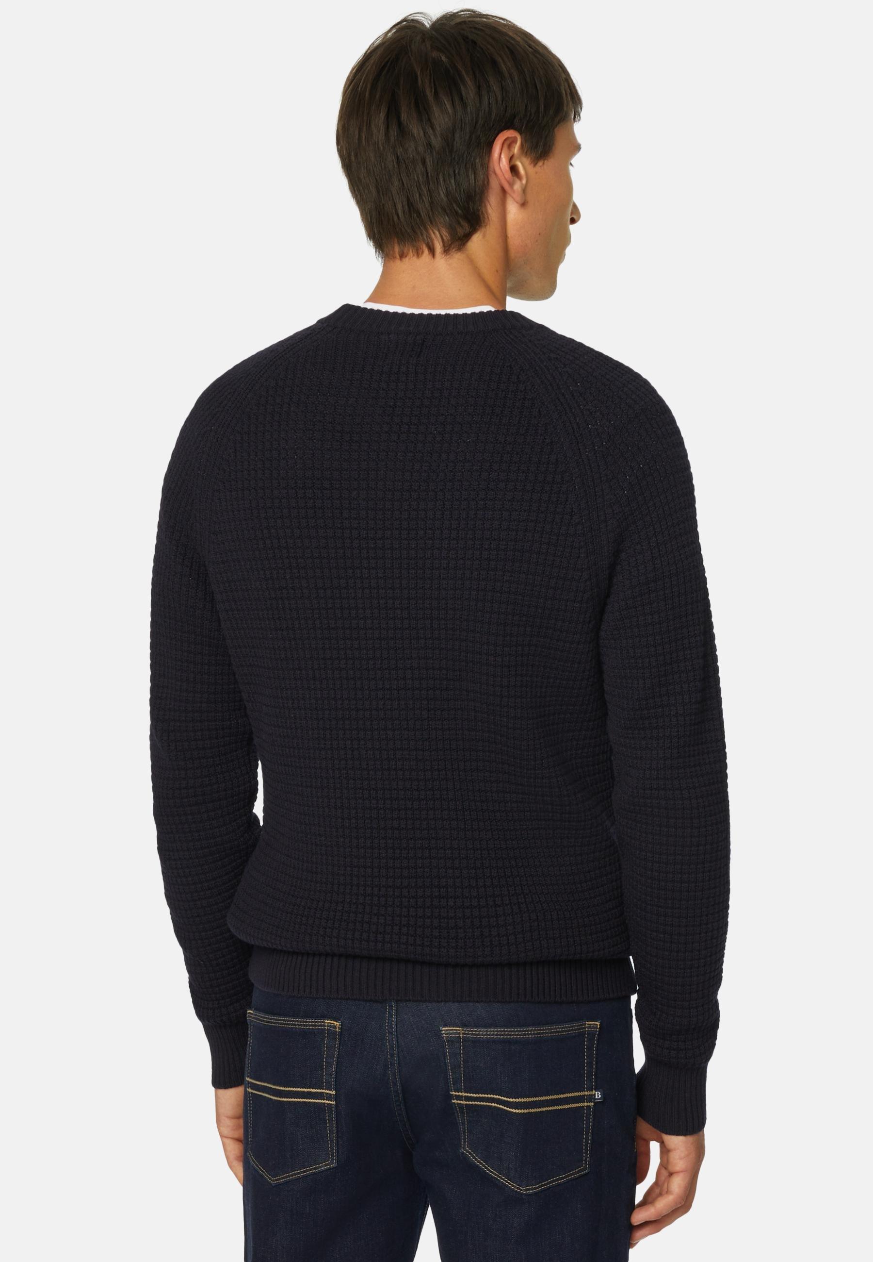 Merino Wool Crewneck Jumper Navy, , large image number 1