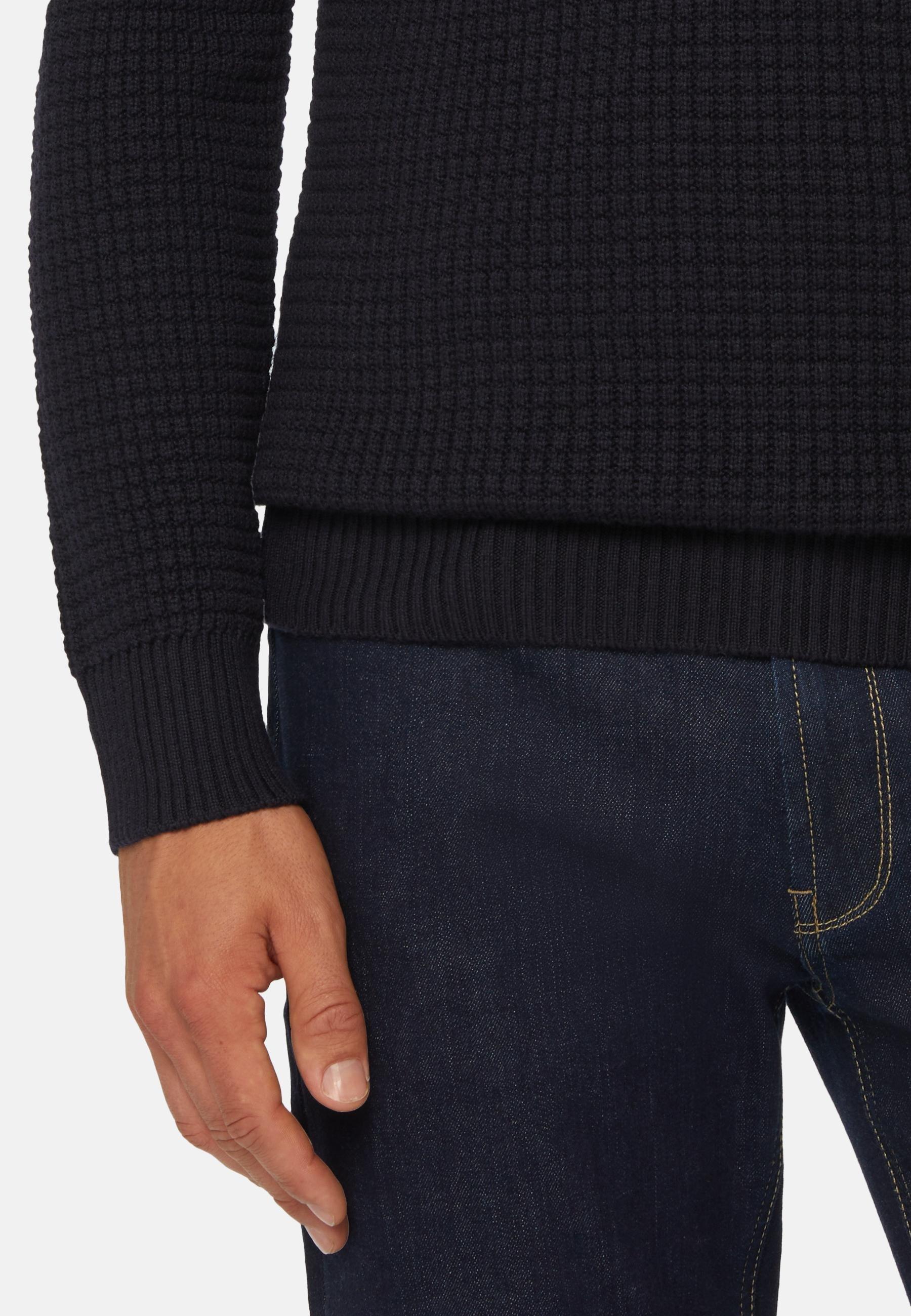 Merino Wool Crewneck Jumper Navy, , large image number 2