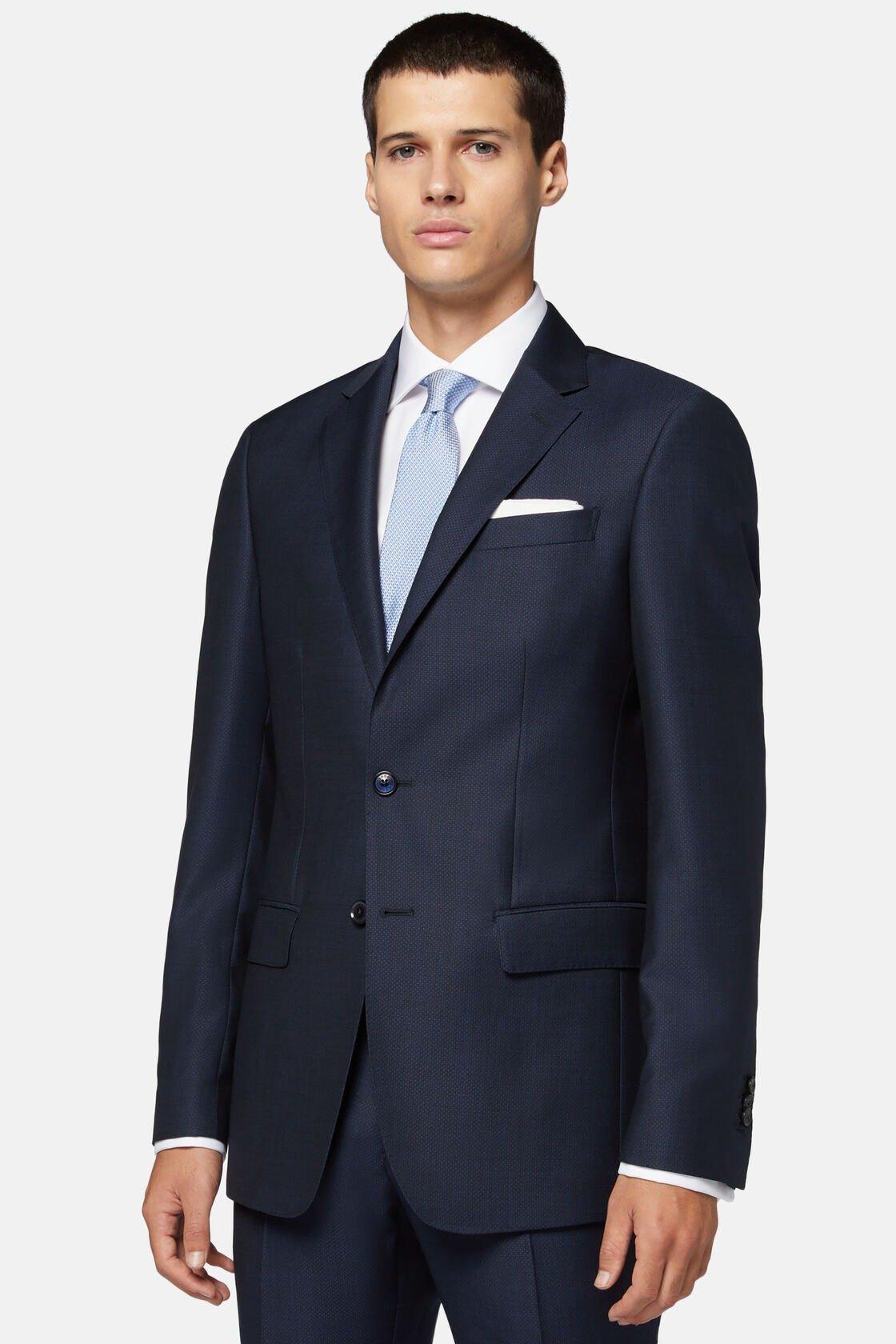 Textured Wool Suit Navy, , large image number 2