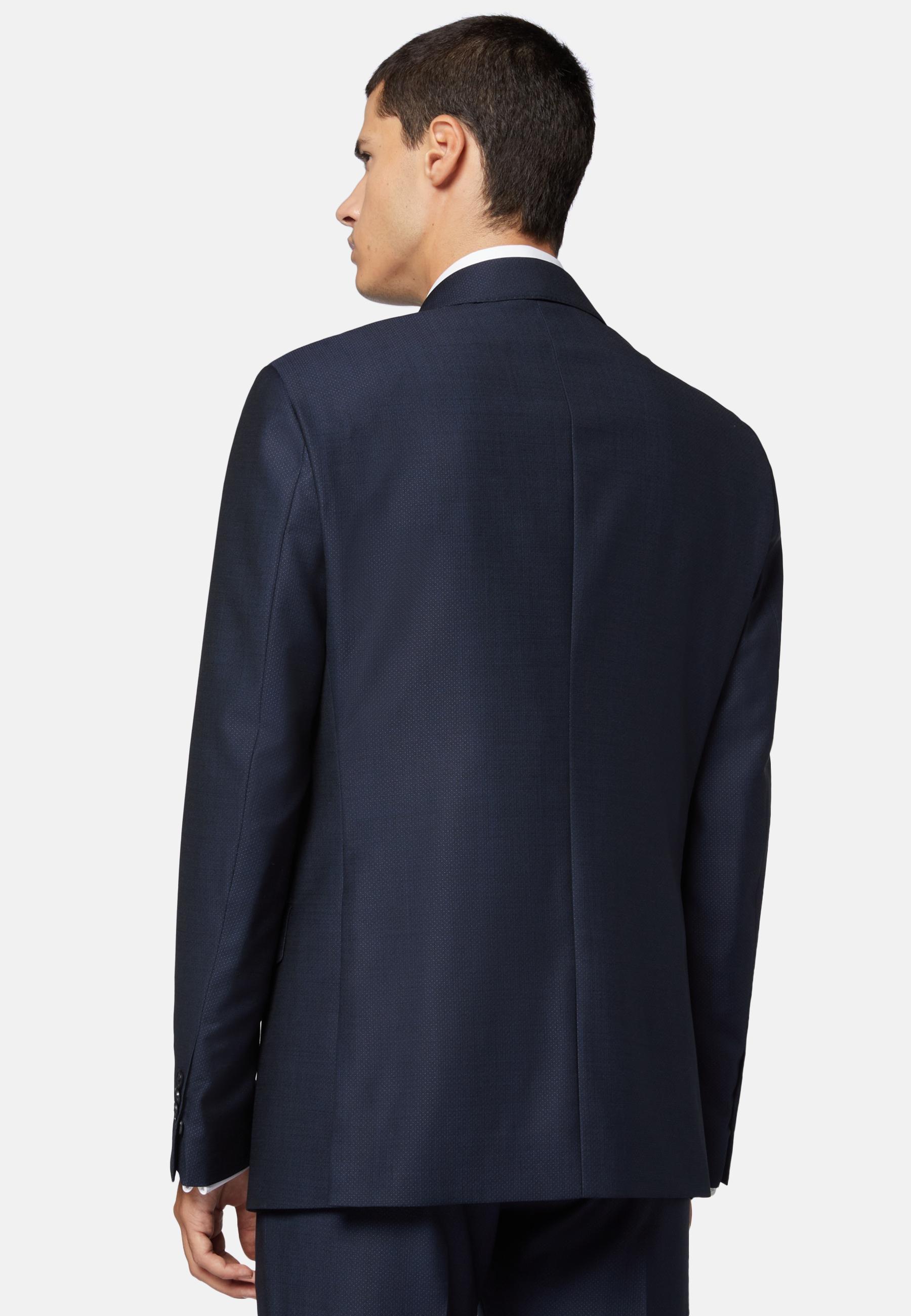 Textured Wool Suit Navy, , large image number 3