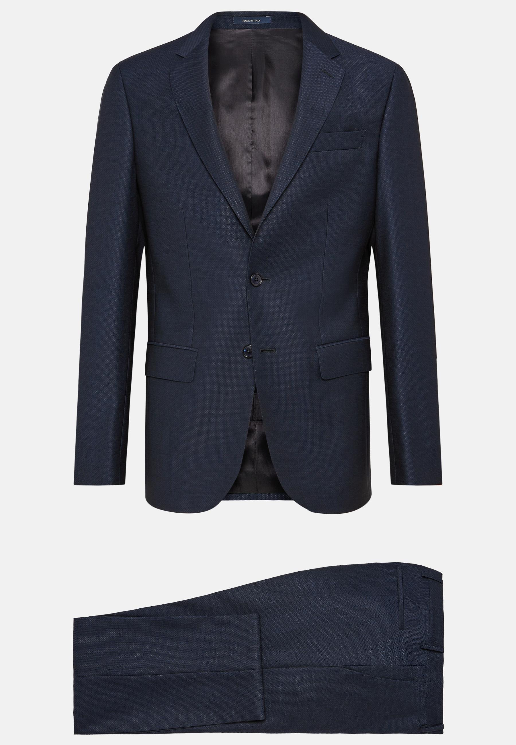 Textured Wool Suit Navy, , large image number 9