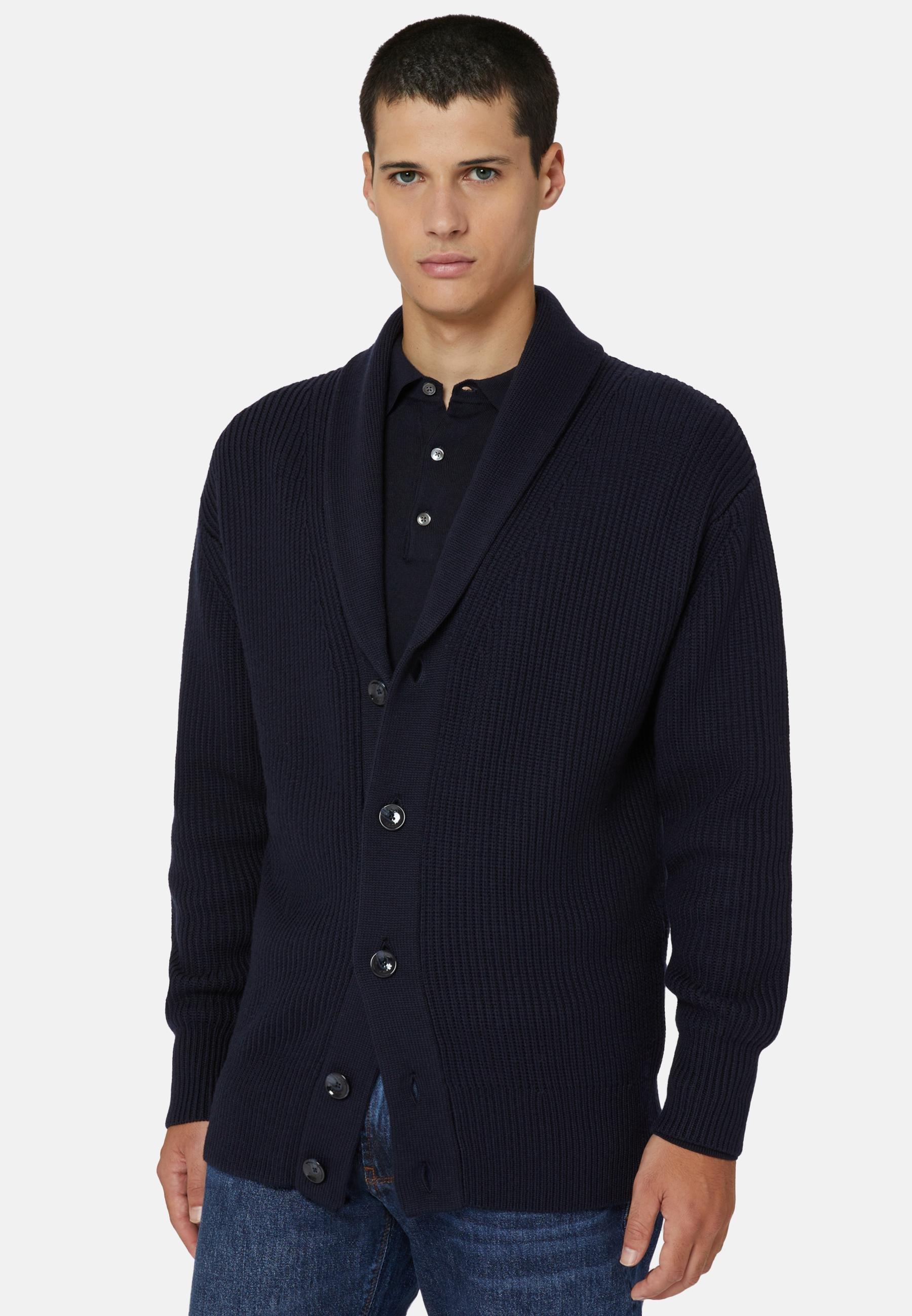 Shawl Neck Cardigan Navy, Navy blue, large image number 0